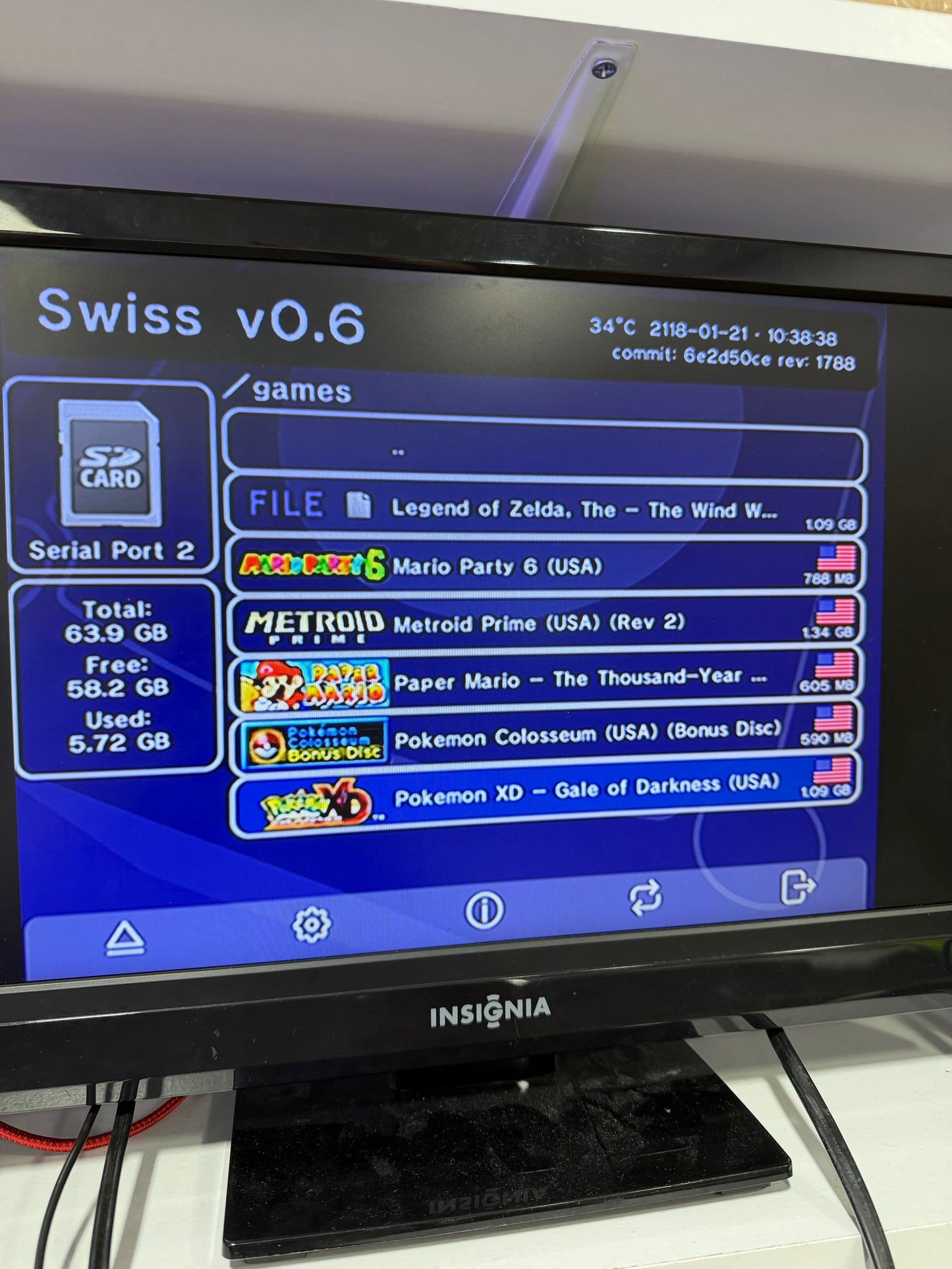 Indigo Nintendo GameCube System with One Controller and Wires (Has Swiss) (Digital Games)