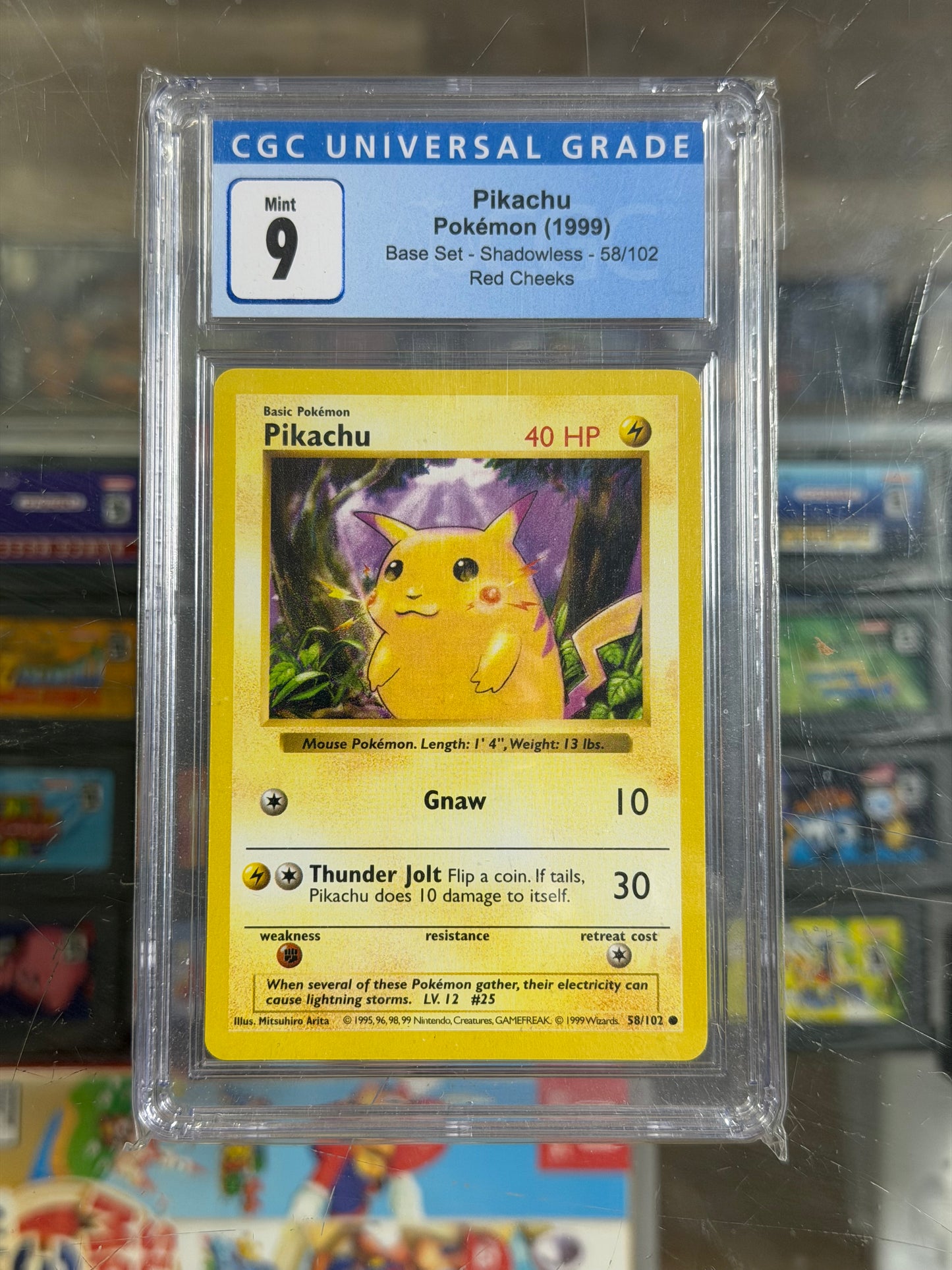 Pikachu Base Set Shadowless Red Cheeks CGC 9