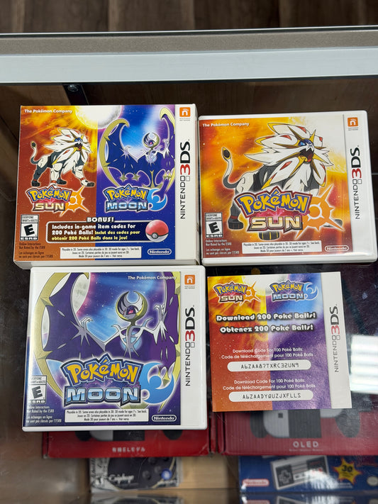 Pokemon Sun & Pokemon Moon Dual Pack Nintendo 3DS CIB with Code