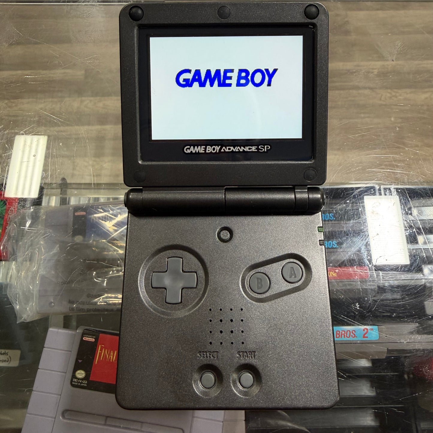 Black Gameboy Advance SP System (IPS Screen) (shell swapped)