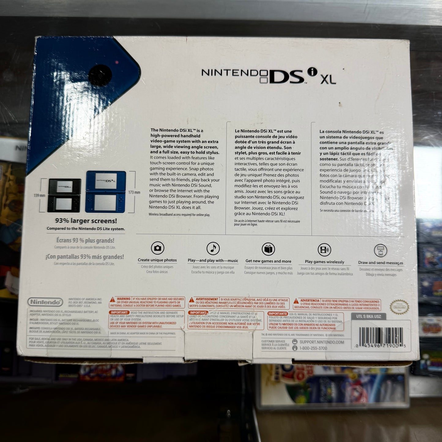Nintendo DSi XL Midnight Blue Handheld System with Box and Charger
