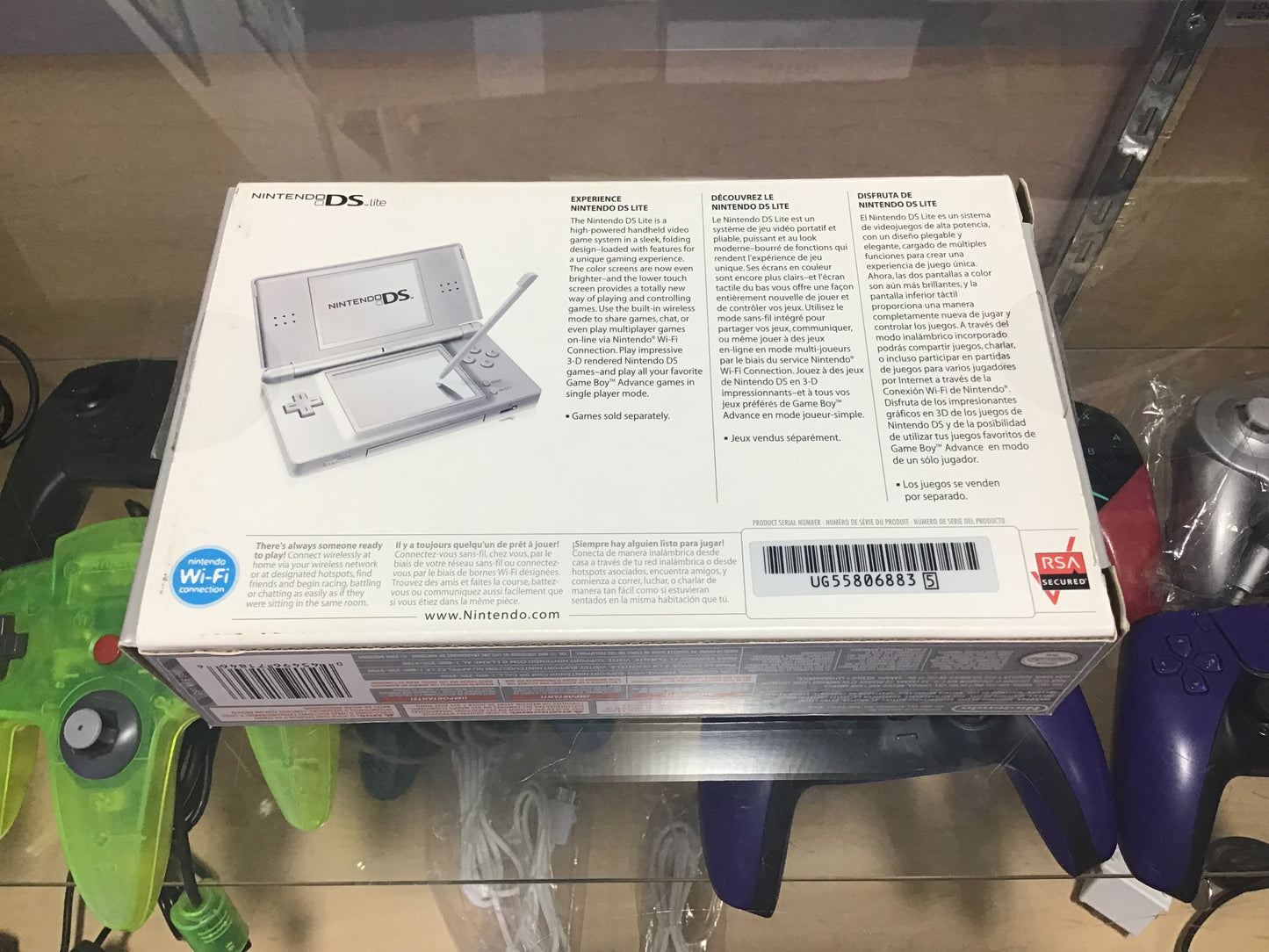Silver Nintendo DS Lite Handheld System with Charger and Box