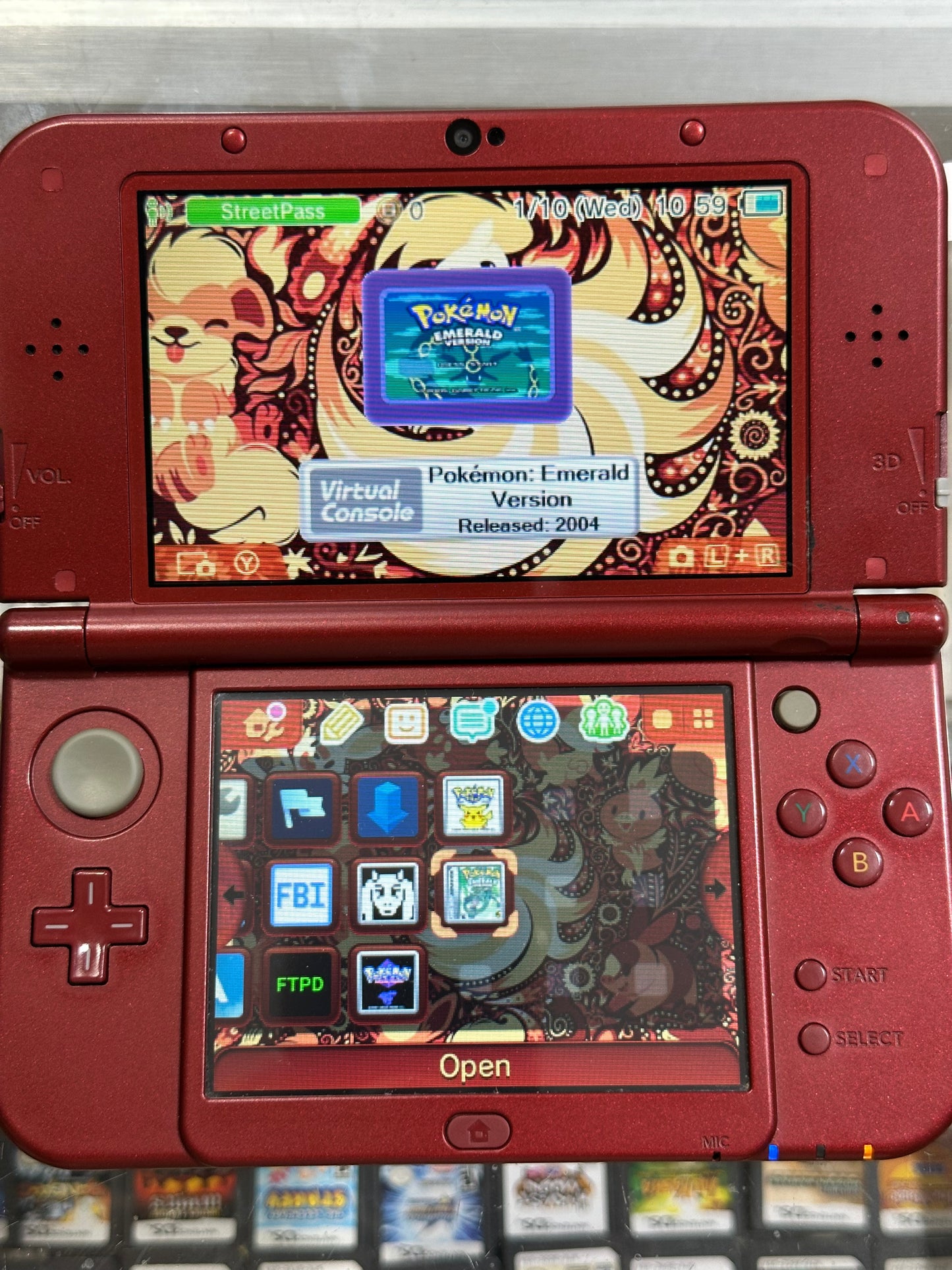 “New” Nintendo 3DS LL XL Red - US Region Changed - Bottom IPS