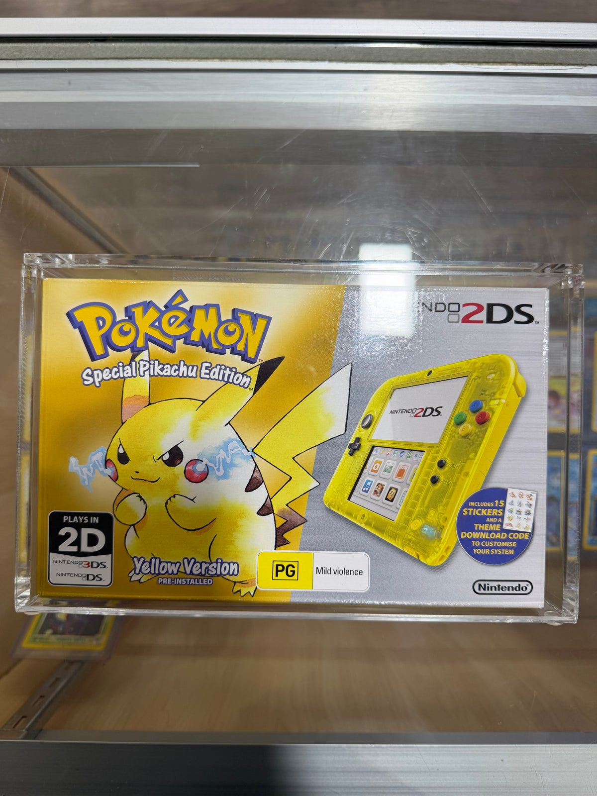 Nintendo 2DS System Pokemon Yellow Edition PAL Nintendo 3DS - Unused Stickers and Acrylic Protector