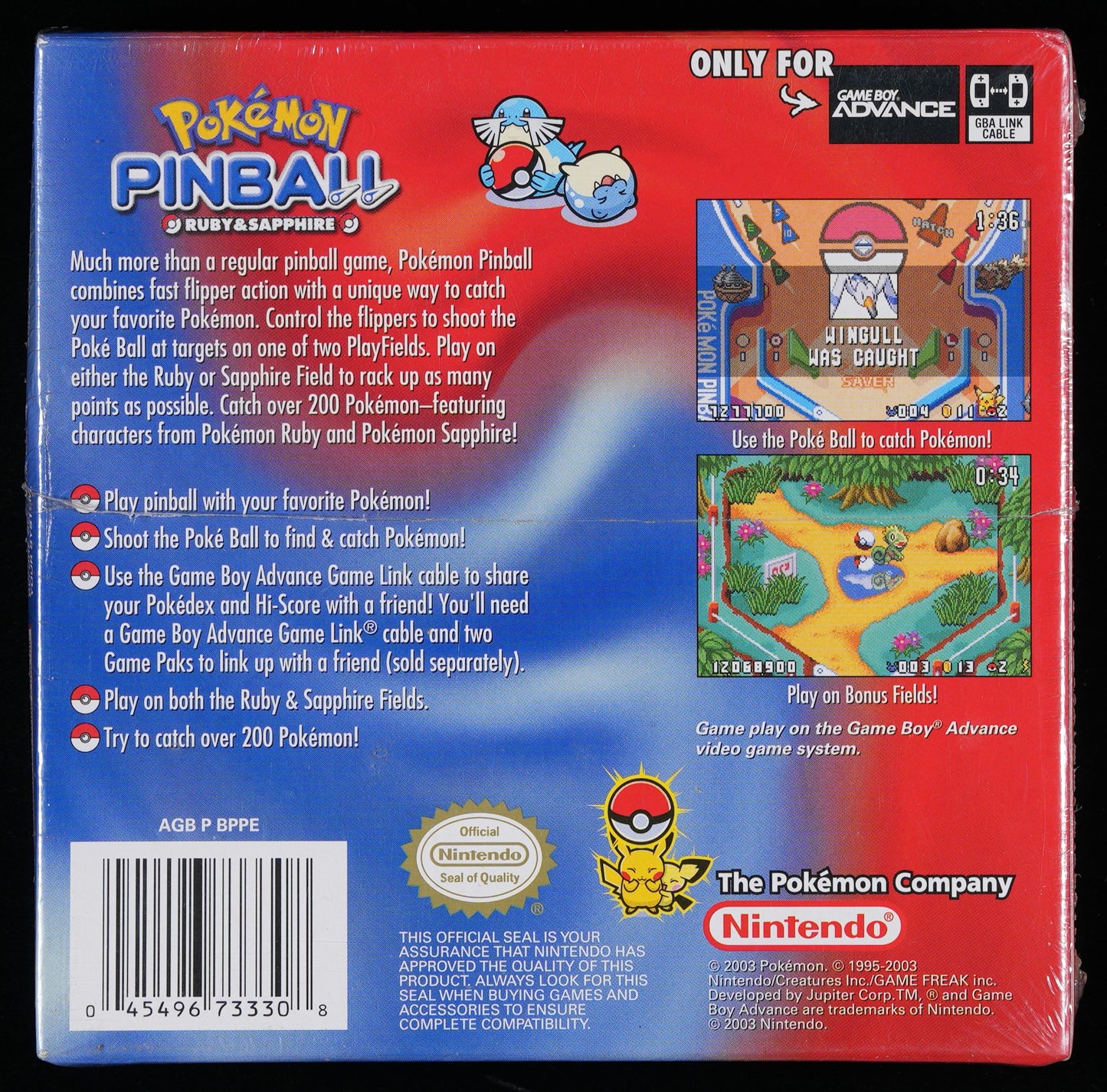Pokemon Pinball Ruby & Sapphire New Gameboy Advanced -  PSA 7.5 Seal A+