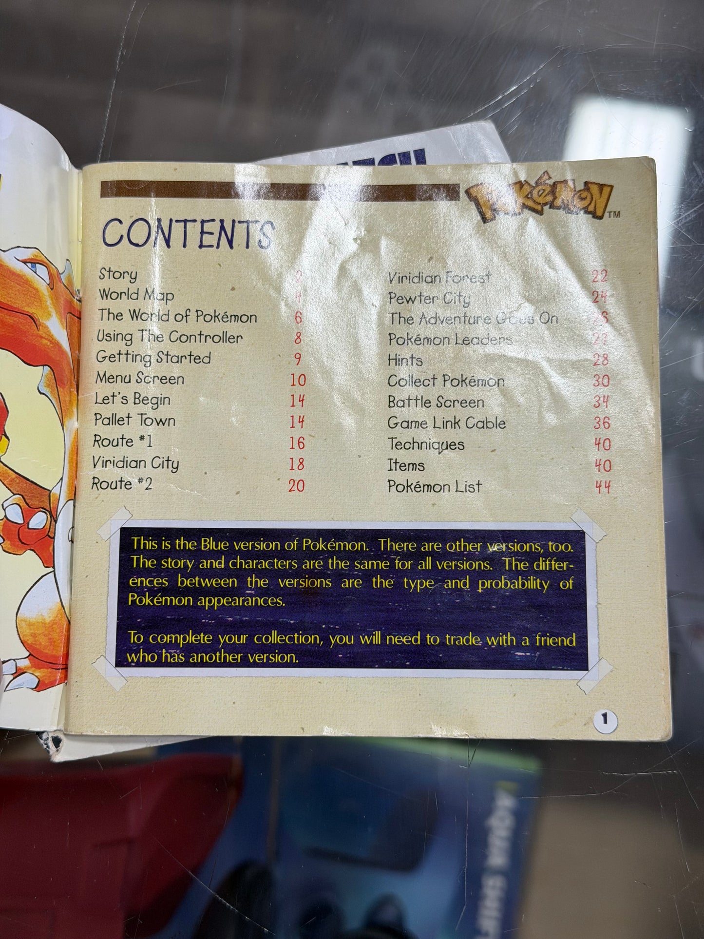 Pokémon Blue Gameboy Manual Only - Ripped Pages