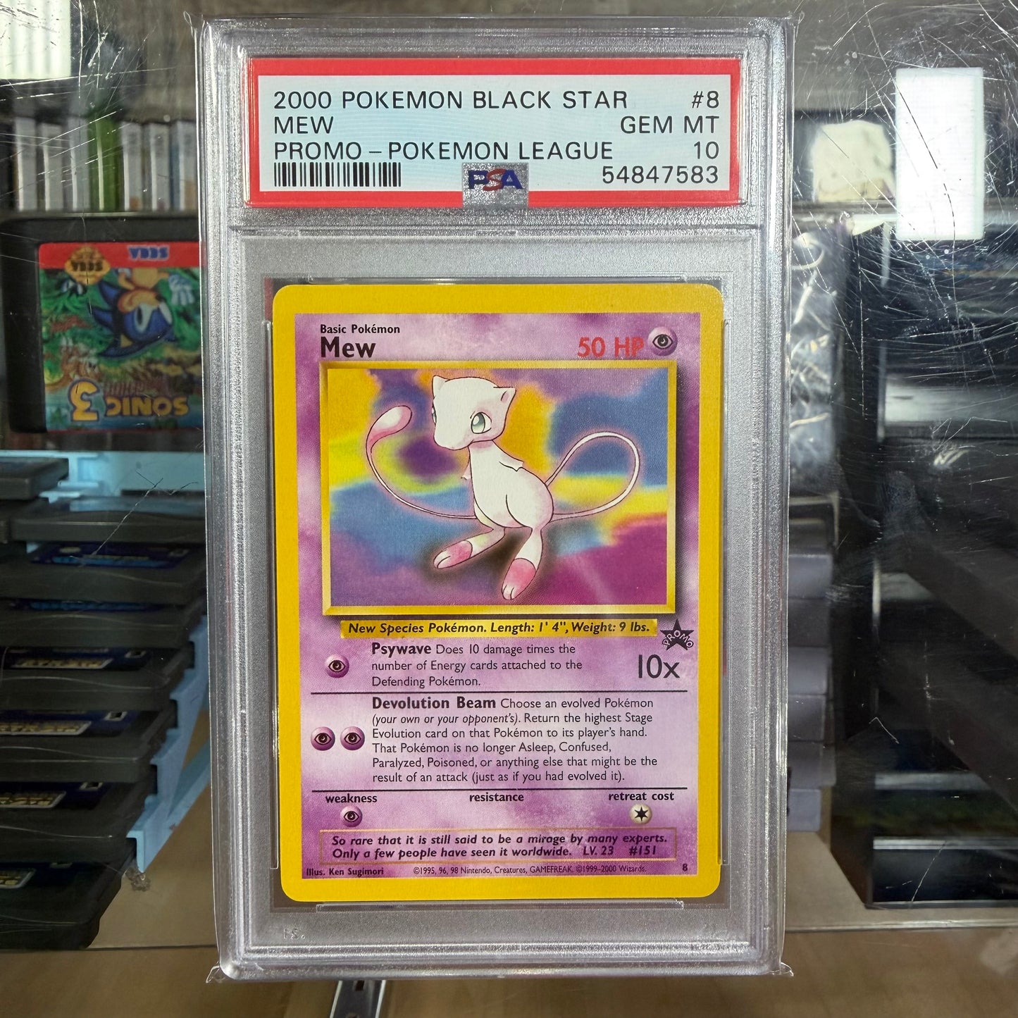 (583) 2000 Pokémon BLACK STAR MEW PROMO POKEMON LEAGUE (PSA 10)