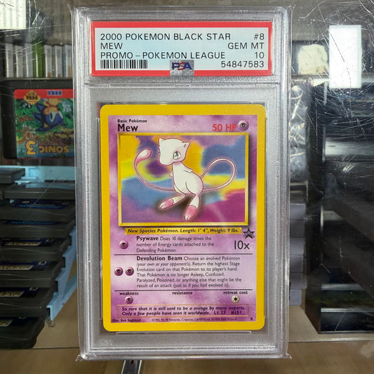 (583) 2000 Pokémon BLACK STAR MEW PROMO POKEMON LEAGUE (PSA 10)