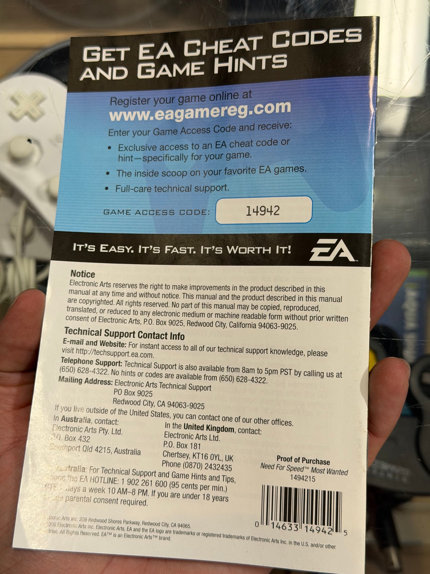 Need for Speed Most Wanted Xbox 360 Manual Only
