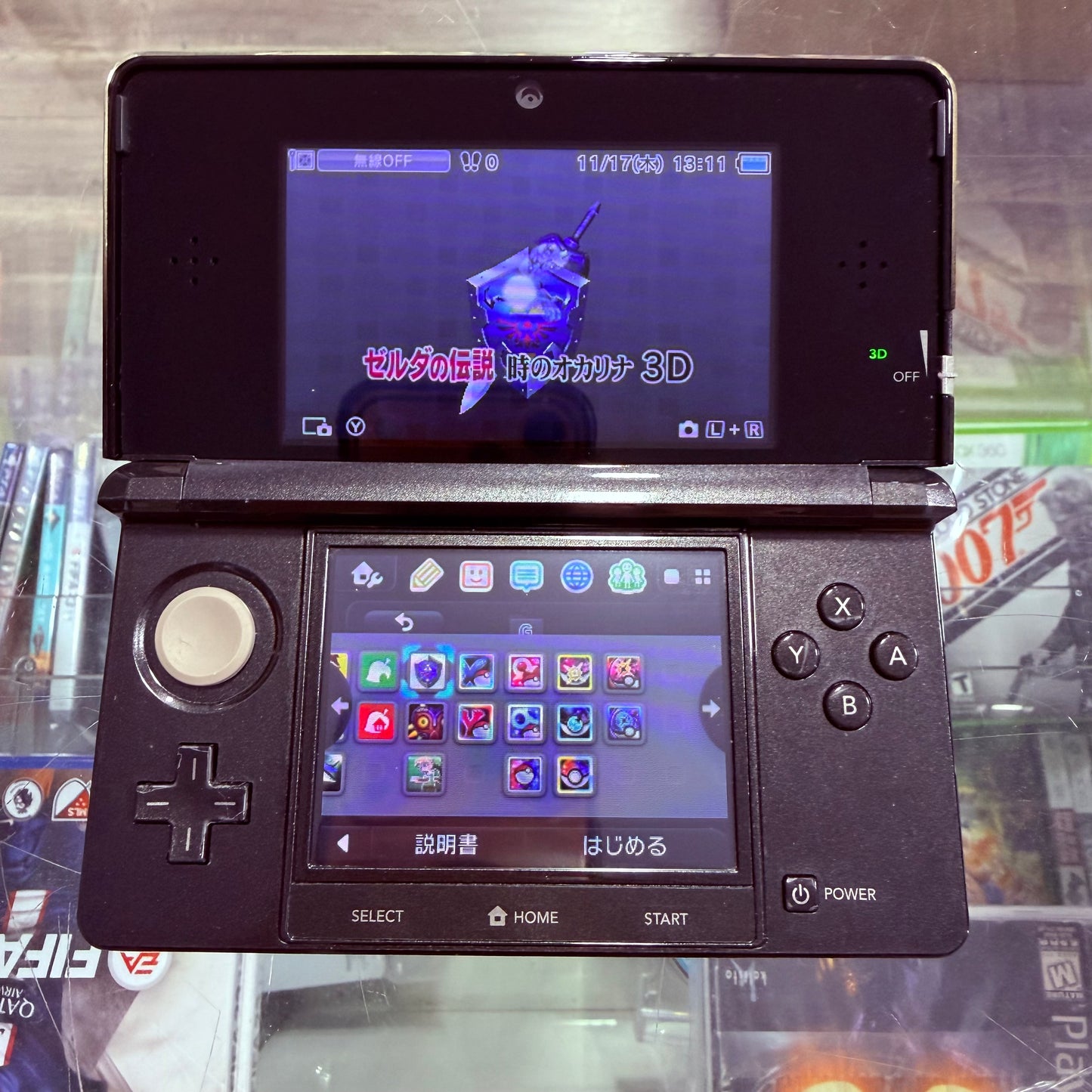 Nintendo 3DS Cosmo Black Nintendo 3DS (Japanese Region Only) (digital games installed)