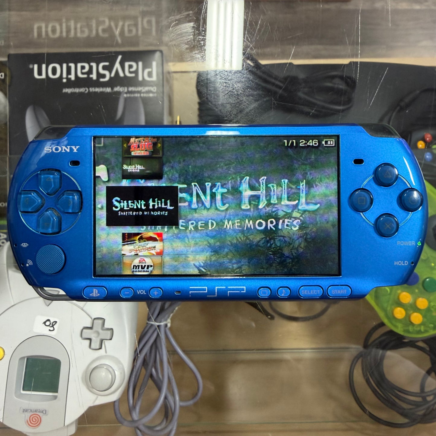 PSP 3000 Vibrant Blue JP PSP (Doesn’t Read UMD) (Pre Installed Games) (Charger included)