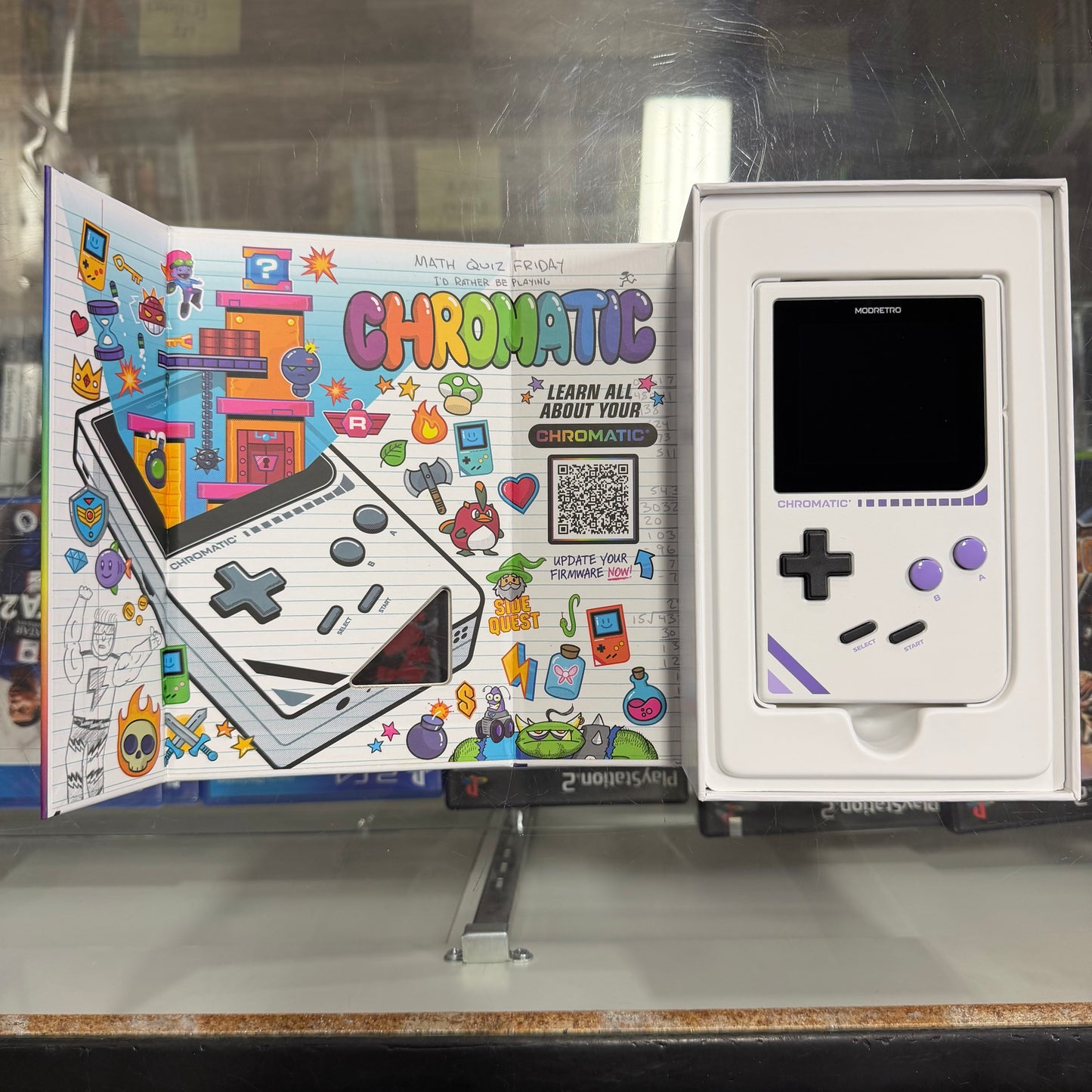 ModRetro Chromatic [Cloud] [Sapphire] GameBoy System Handheld + Rayman + Chantey included