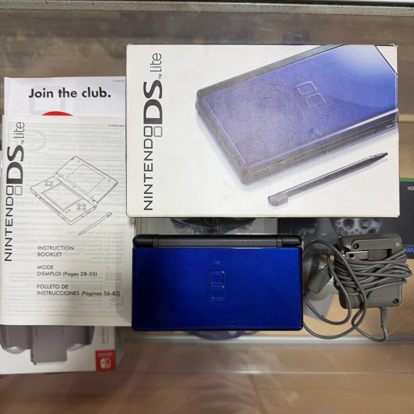 Cobalt & Black Nintendo DS Lite Handheld System with Charger in Box (Matching Serial Number)