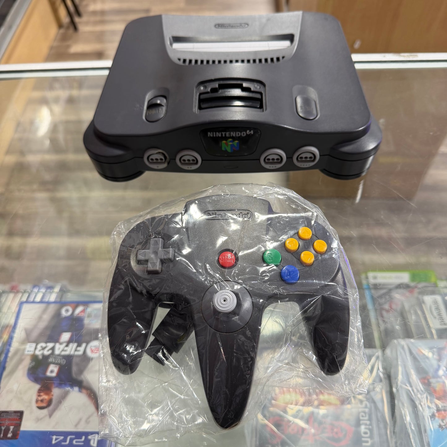Nintendo 64 System with Wires and One Controller