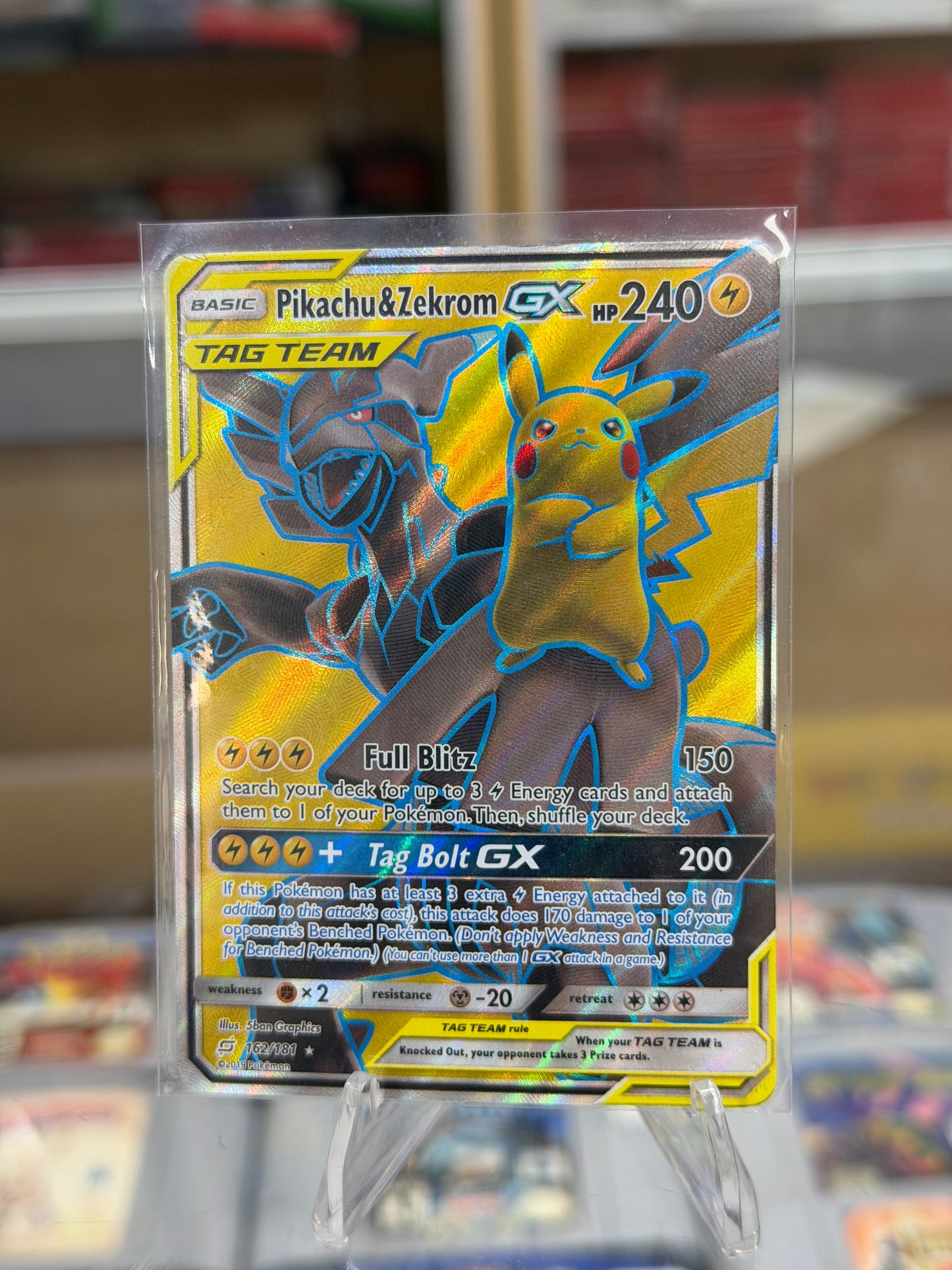 Pikachu & Zekrom GX (Full Art) - SM - Team Up (DMG) (INK ON CARD)