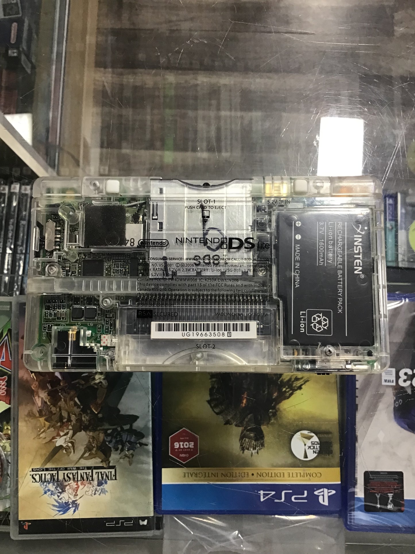 Custom Transparent Nintendo DS Lite Handheld System w/ Charger