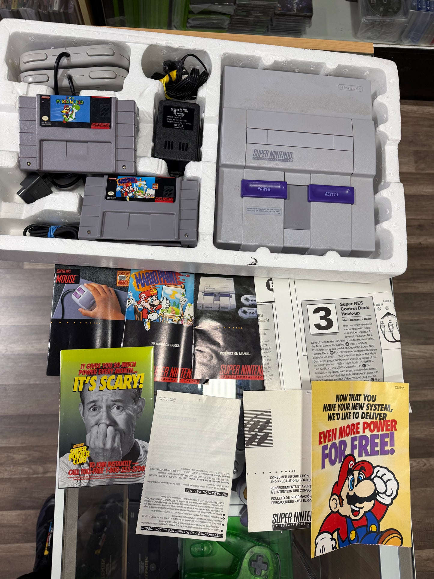 Super Nintendo System [Mario Paint Set] CIB Matching Serial Numbers