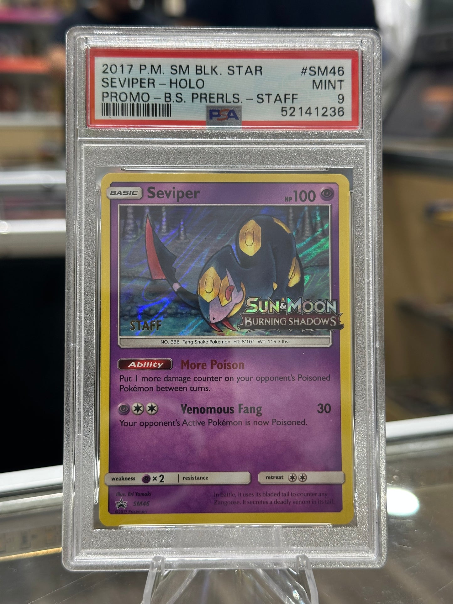 Seviper SM46 Burning Shadows Staff Prerelease PSA 9