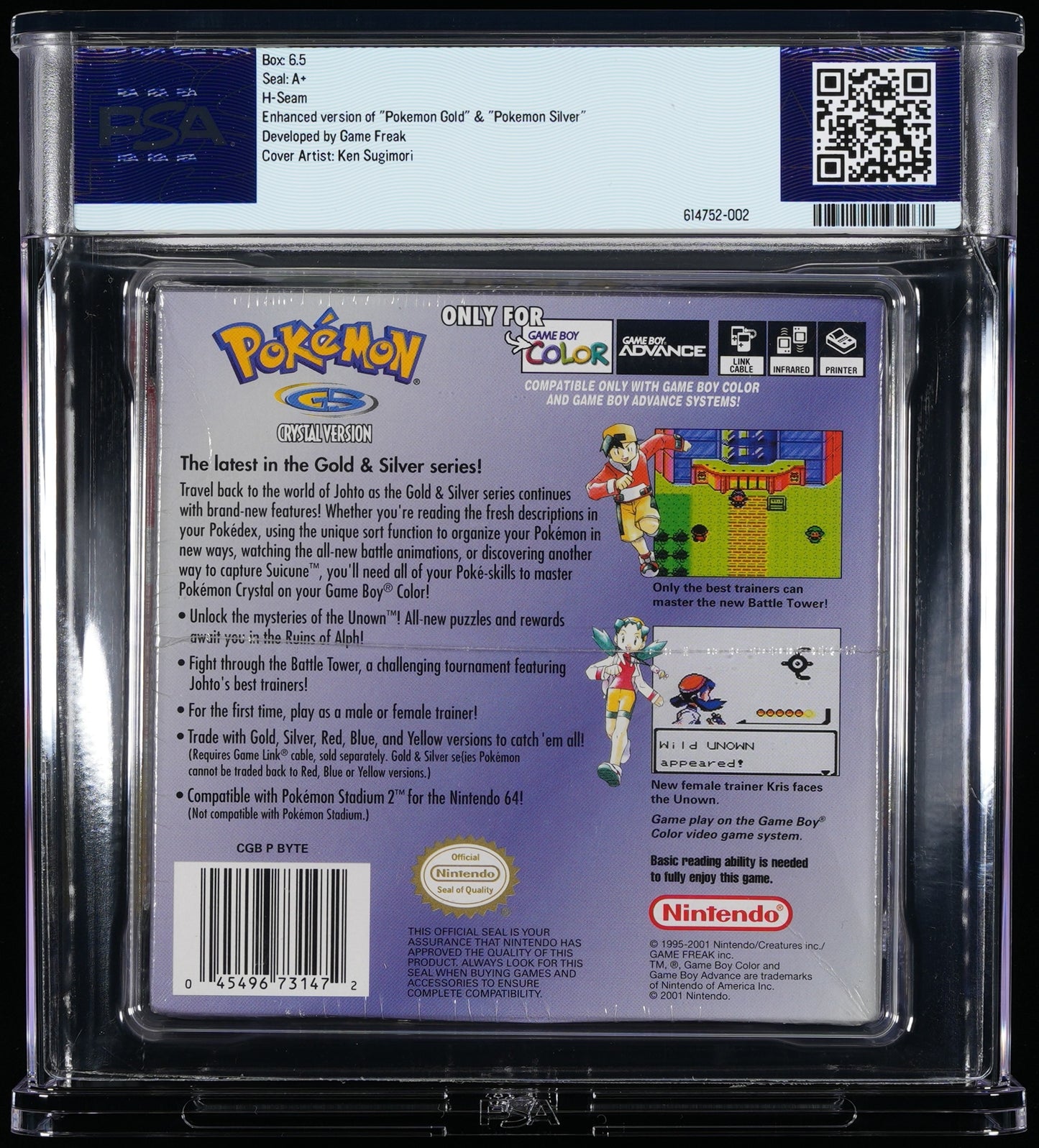 Pokémon Crystal Version Game Boy Color Graded PSA 6.5 A+ Seal - Misprint