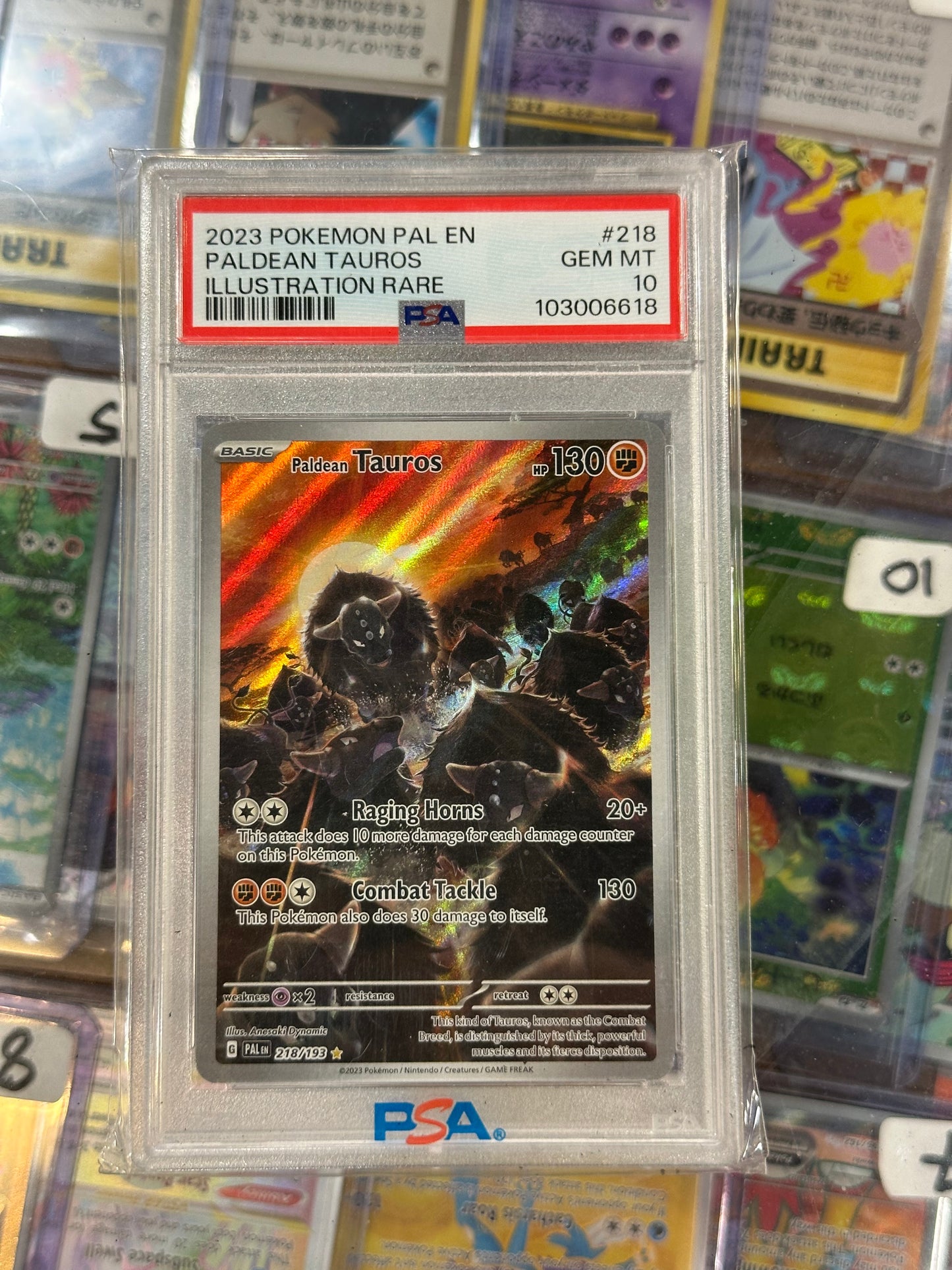 Paldean Tauros 218/193 Paldea Evolved IR Holo Pokemon Card 2003 PSA 10 GEM MINT