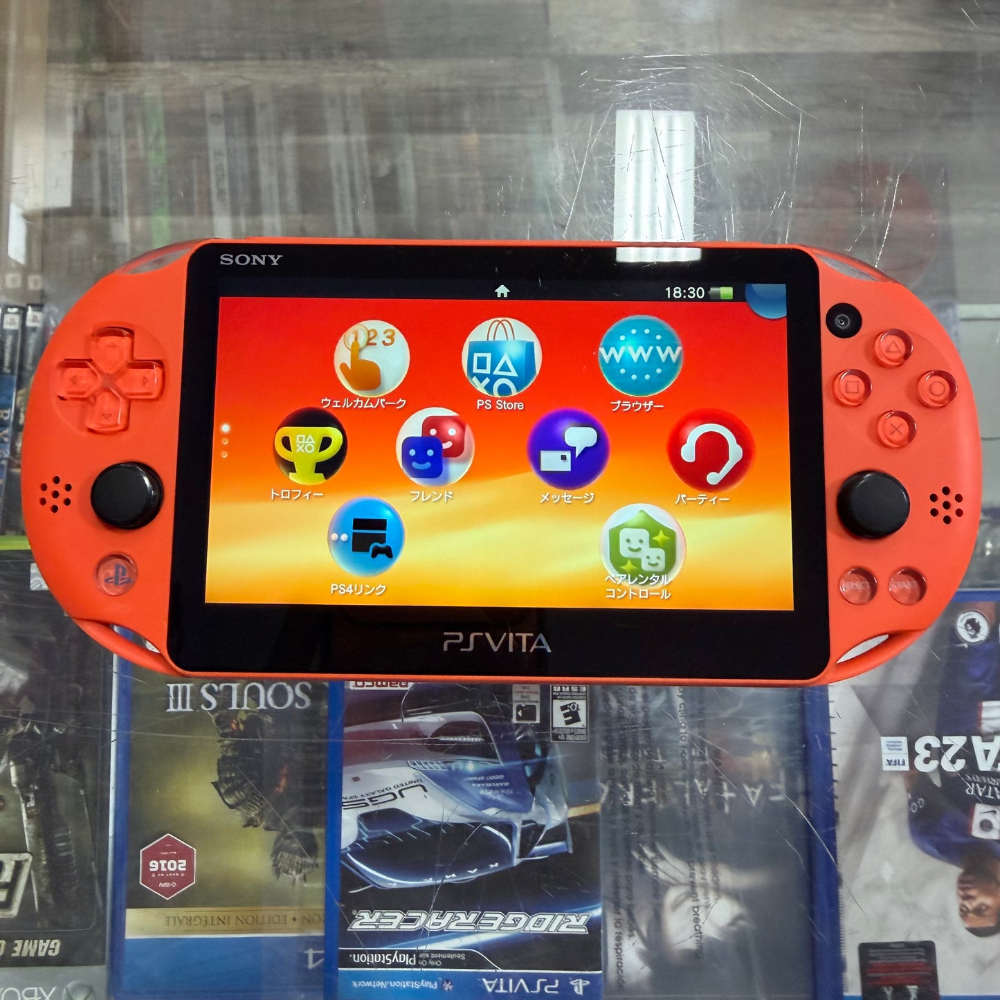 Orange Playstation Vita 2000 Handheld System with Charger (JP) (Region Free)
