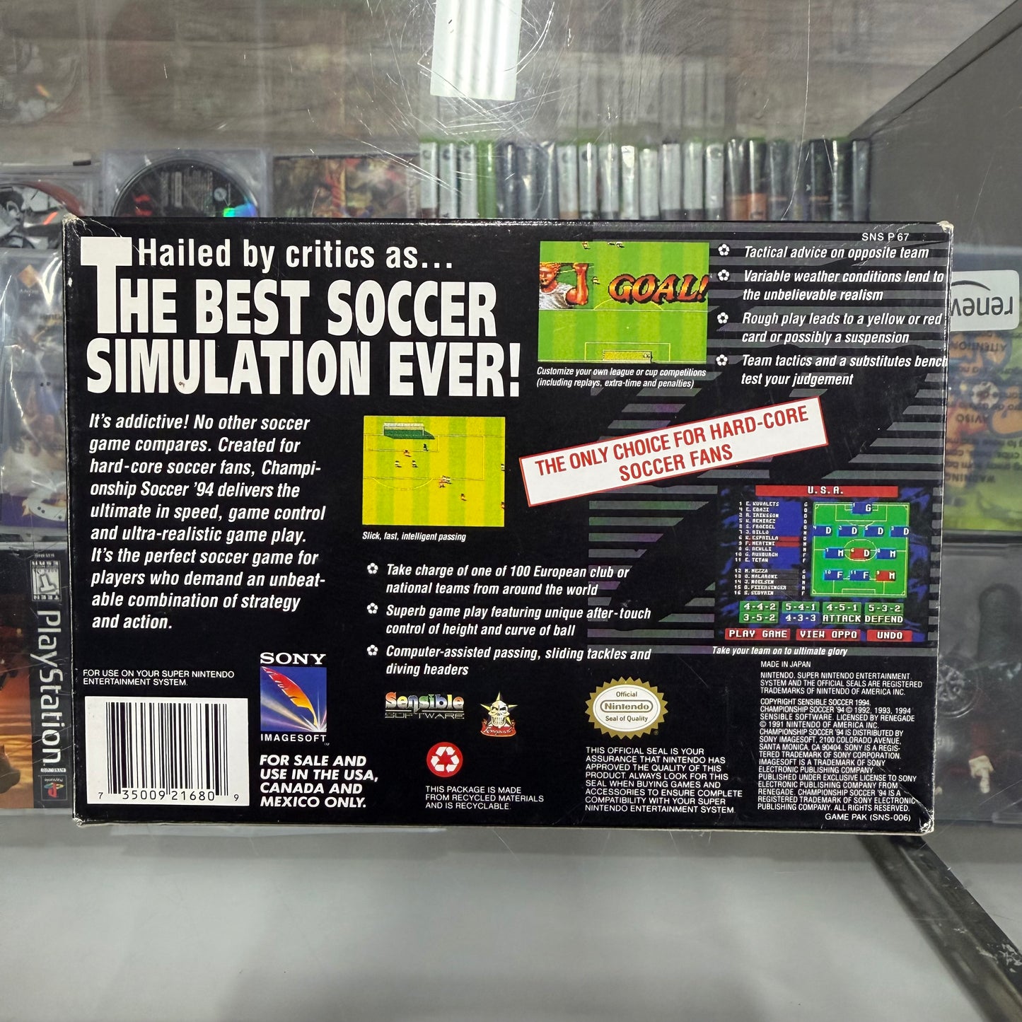 Championship Soccer '94 Super Nintendo