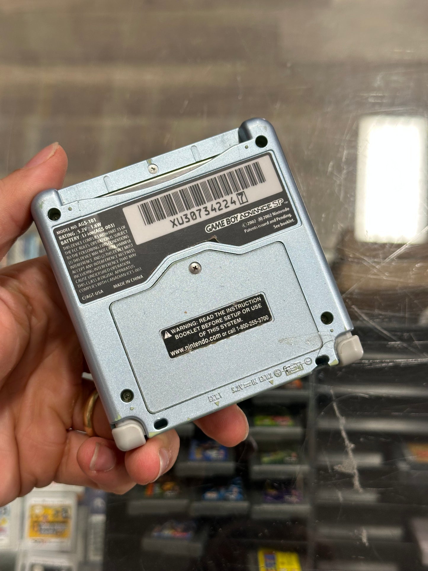 Gameboy Advance SP AGS 101 Pearl Blue - Shell Damage