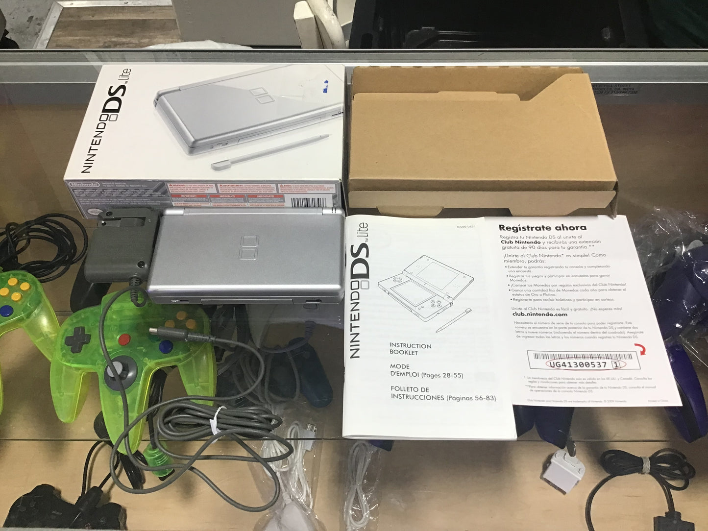 Silver Nintendo DS Lite Handheld System with Charger and Box