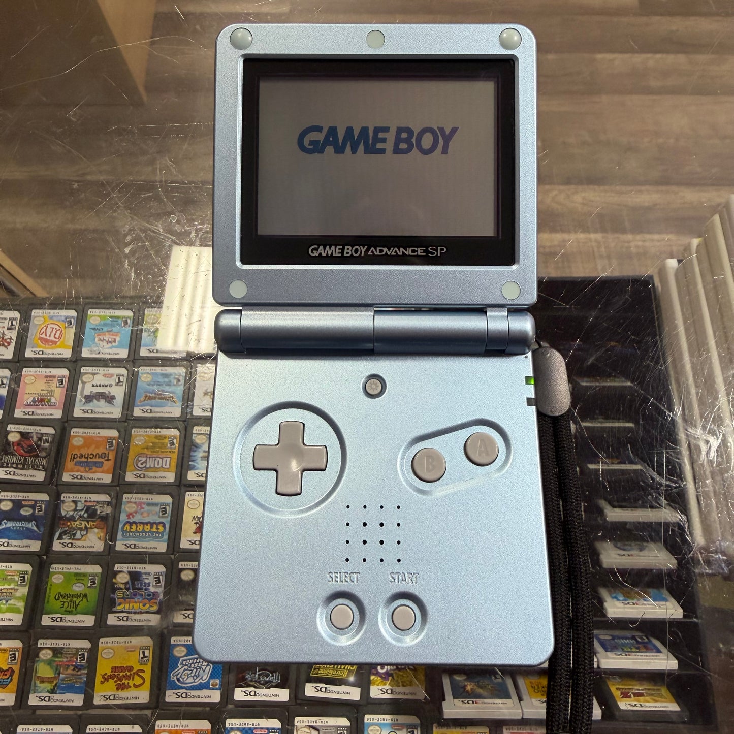 Pearl Blue Gameboy Advance SP System (Charger included)