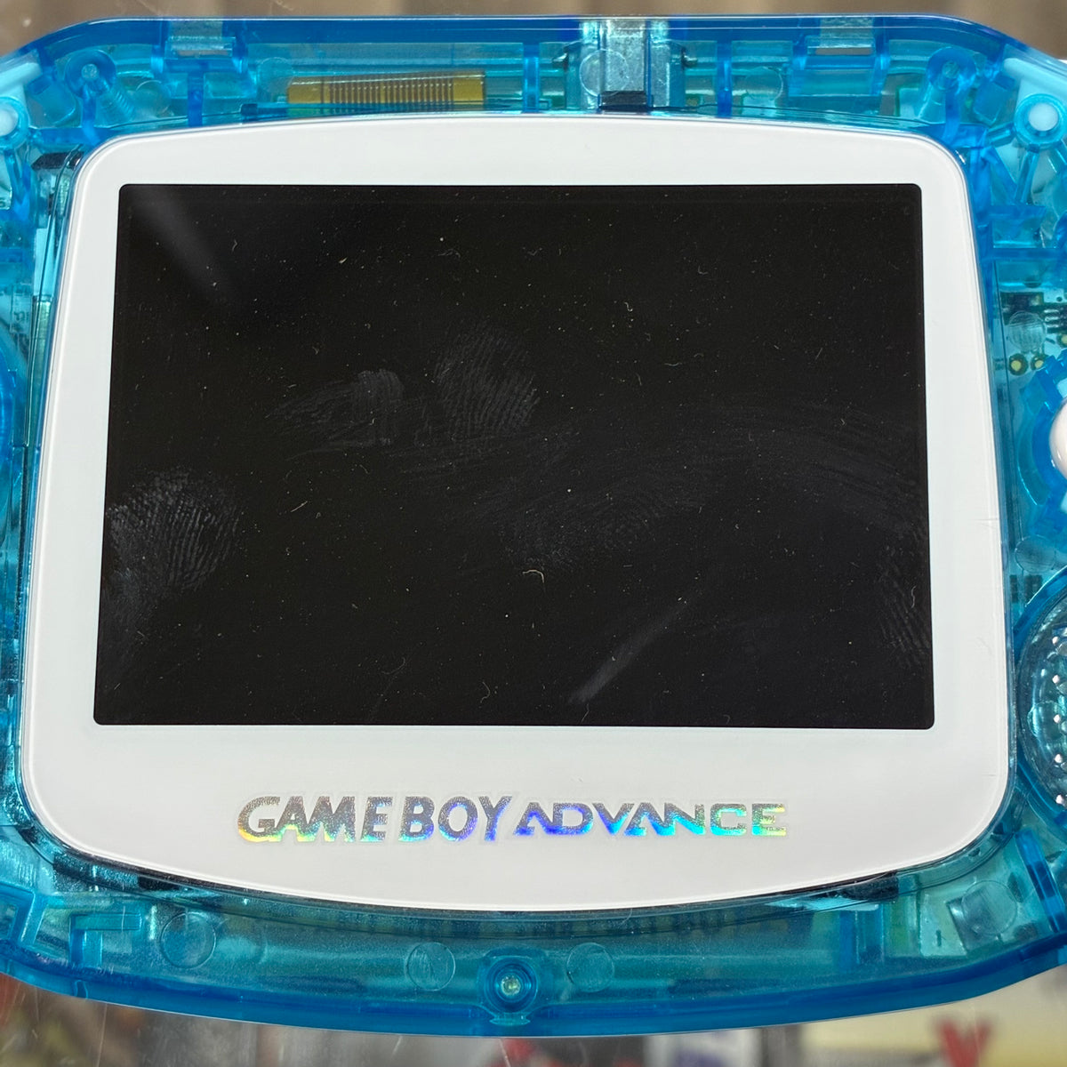 Custom Transparent Blue Shell Nintendo GameBoy Advance Handheld System with Brighter Screen (IPS)