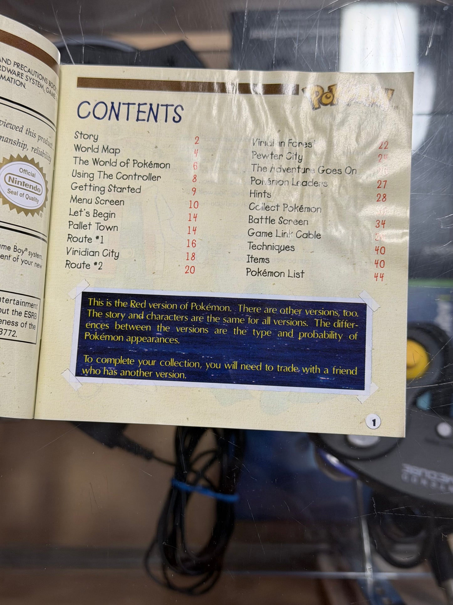 Pokémon Red Gameboy Manual Only