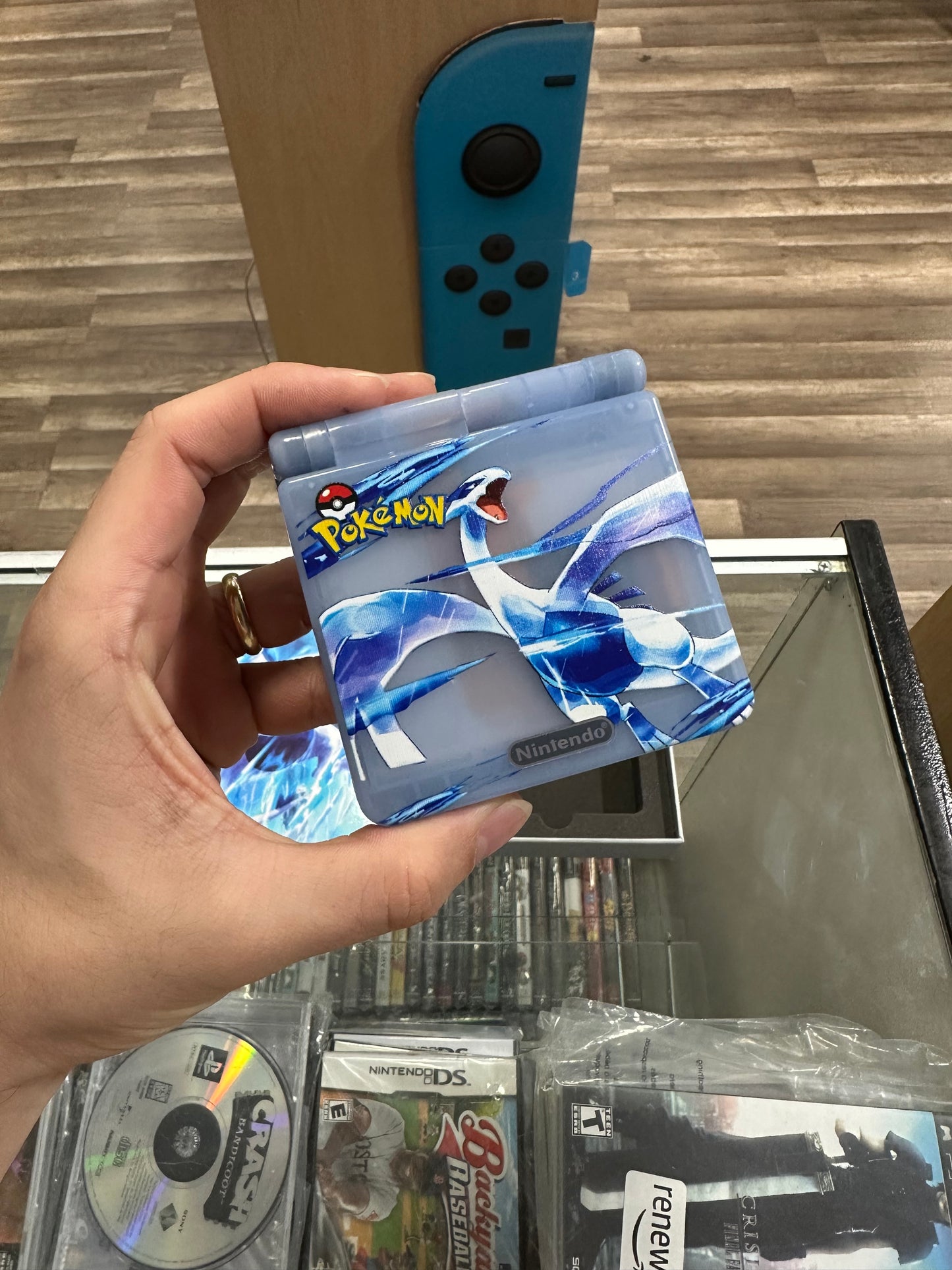 Nintendo Gameboy Advance SP Lugia Themed IPS mod and USB-C mod