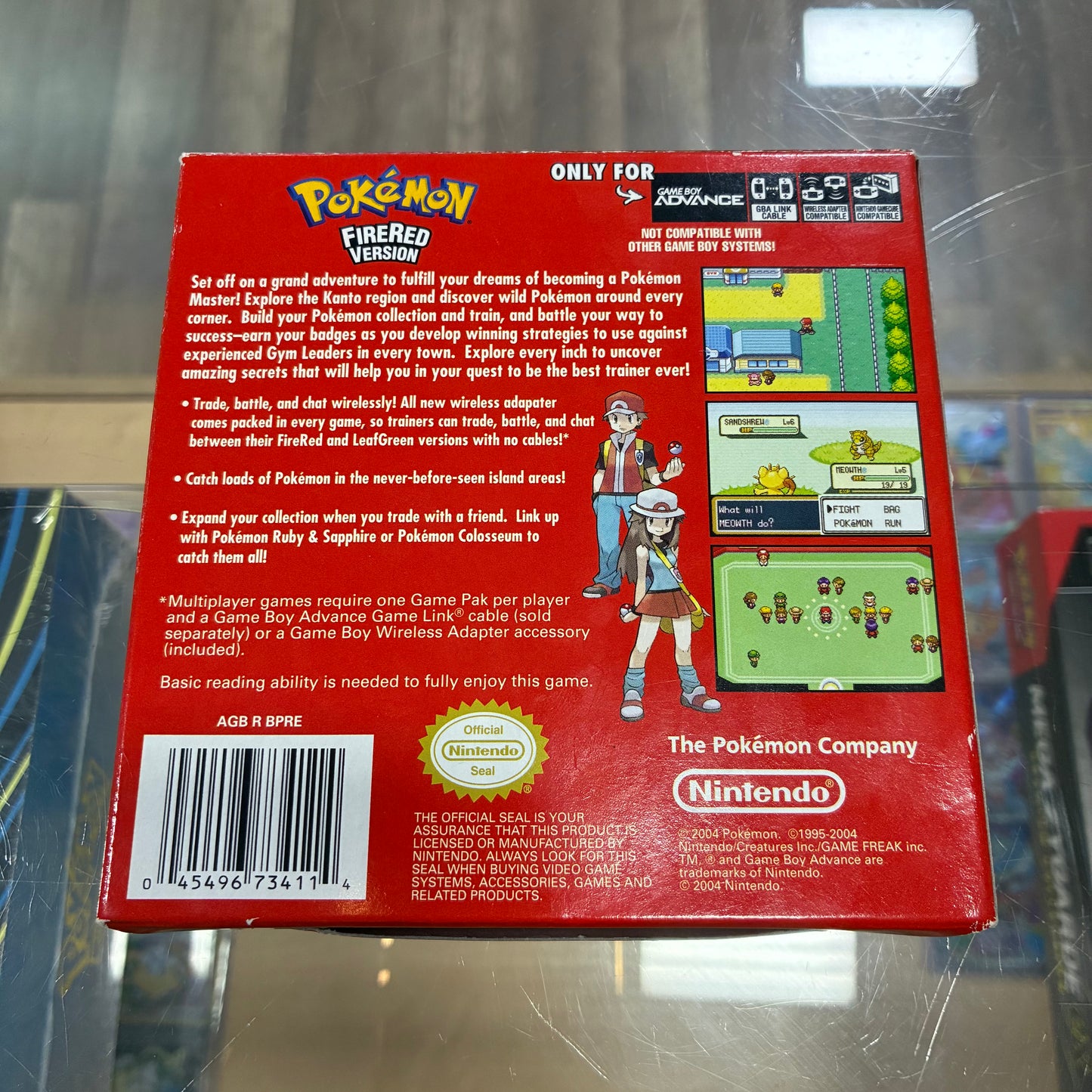Pokémon FireRed w/ Wireless Adapter (Authentic) Nintendo GameBoy Advance