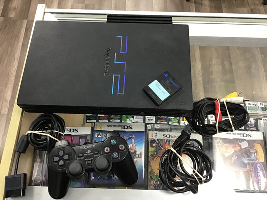 PlayStation 2 System with wires and one controller