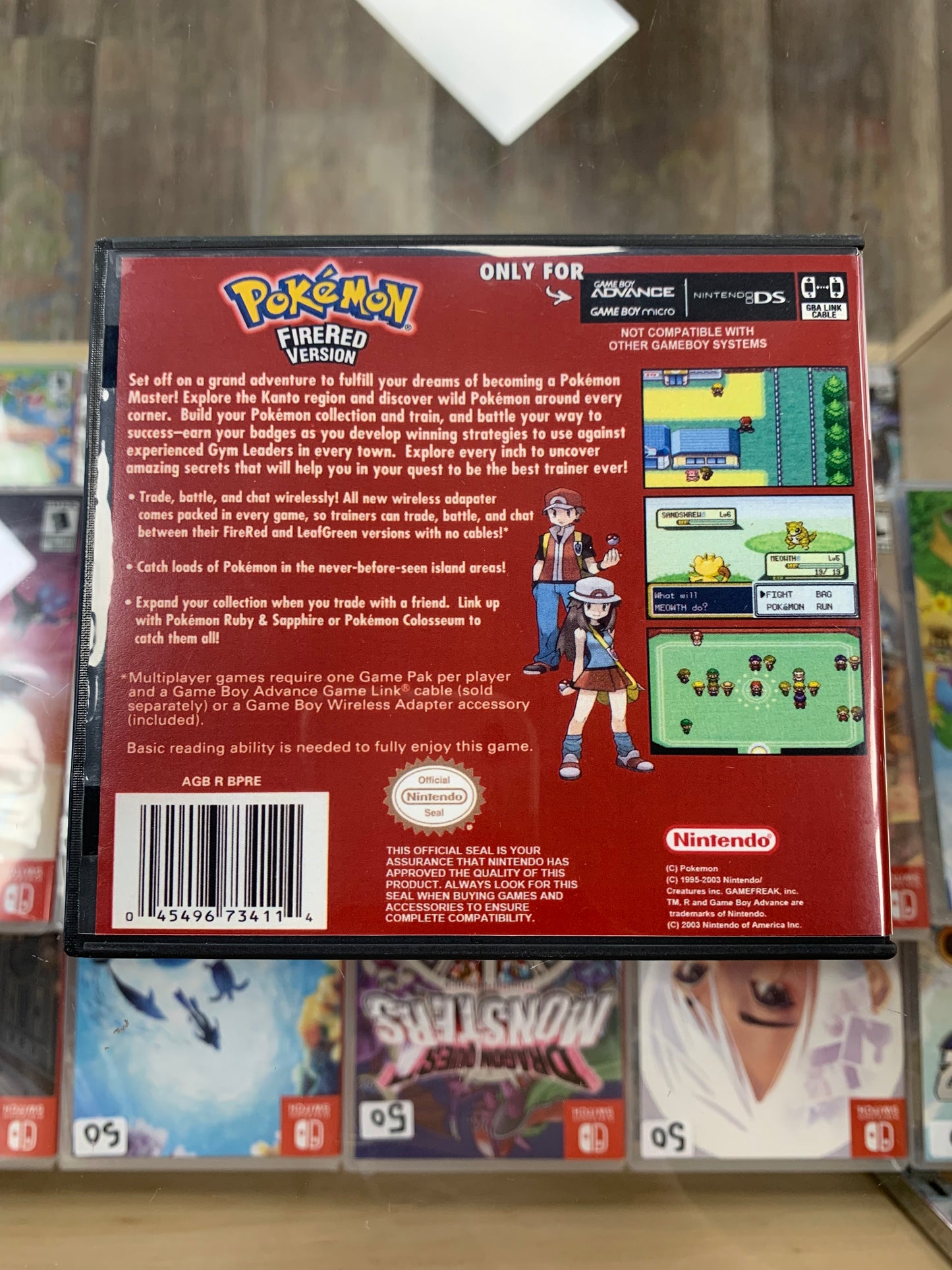 Pokémon FireRed for Game Boy Advance with Custom Case