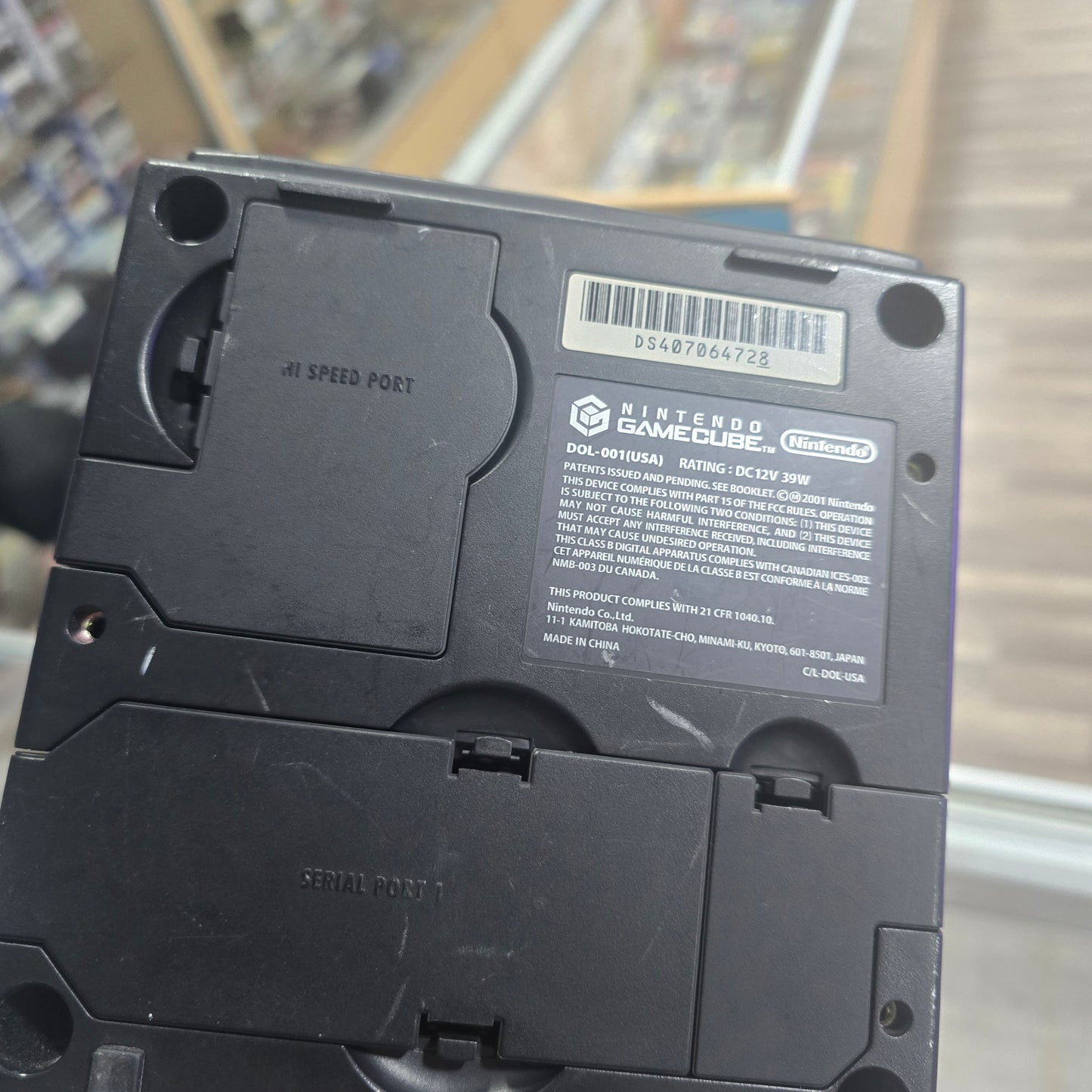 Black Nintendo GameCube System with One Controller and Wires