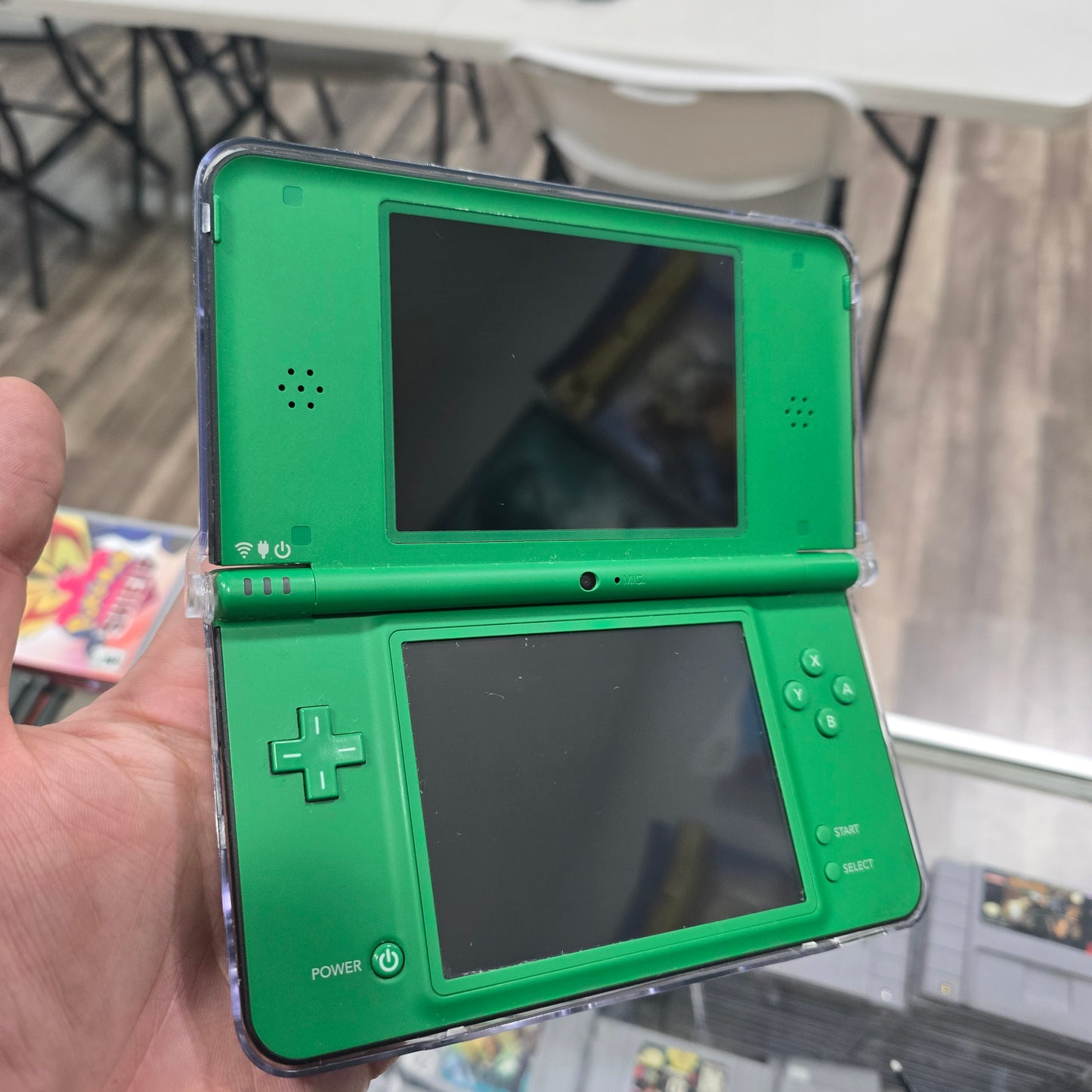 Modded Green Nintendo DSi XL Handheld System with Charger (Has Pokémon Games in English and Japanese)