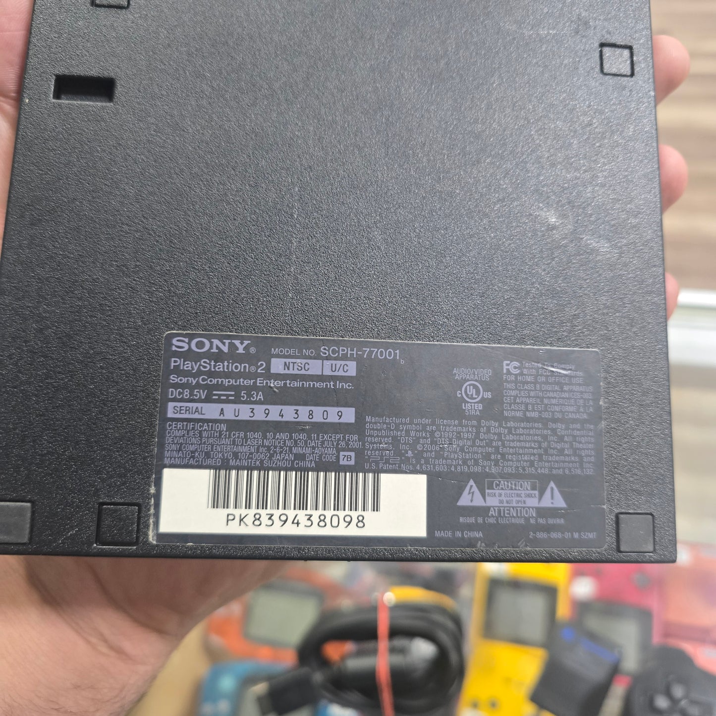 Black Playstation 2 Slim System with One 3rd party controller and wires + Memory Card