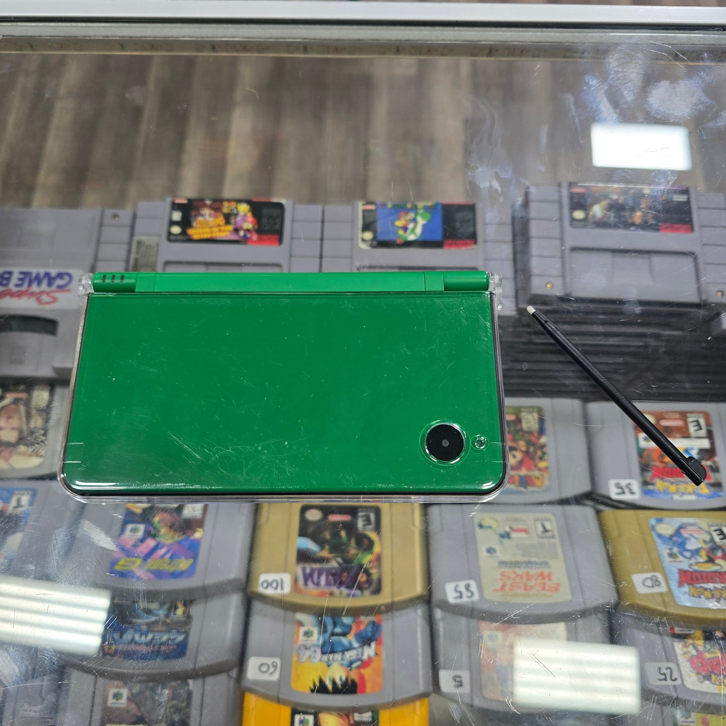 Modded Green Nintendo DSi XL Handheld System with Charger (Has Pokémon Games in English and Japanese)