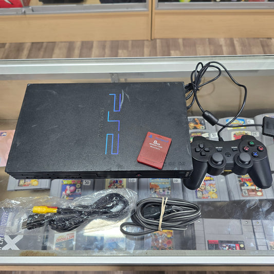 Playstation 2 Original System with One Controller and Wires + Memory Card (Rough Condition)