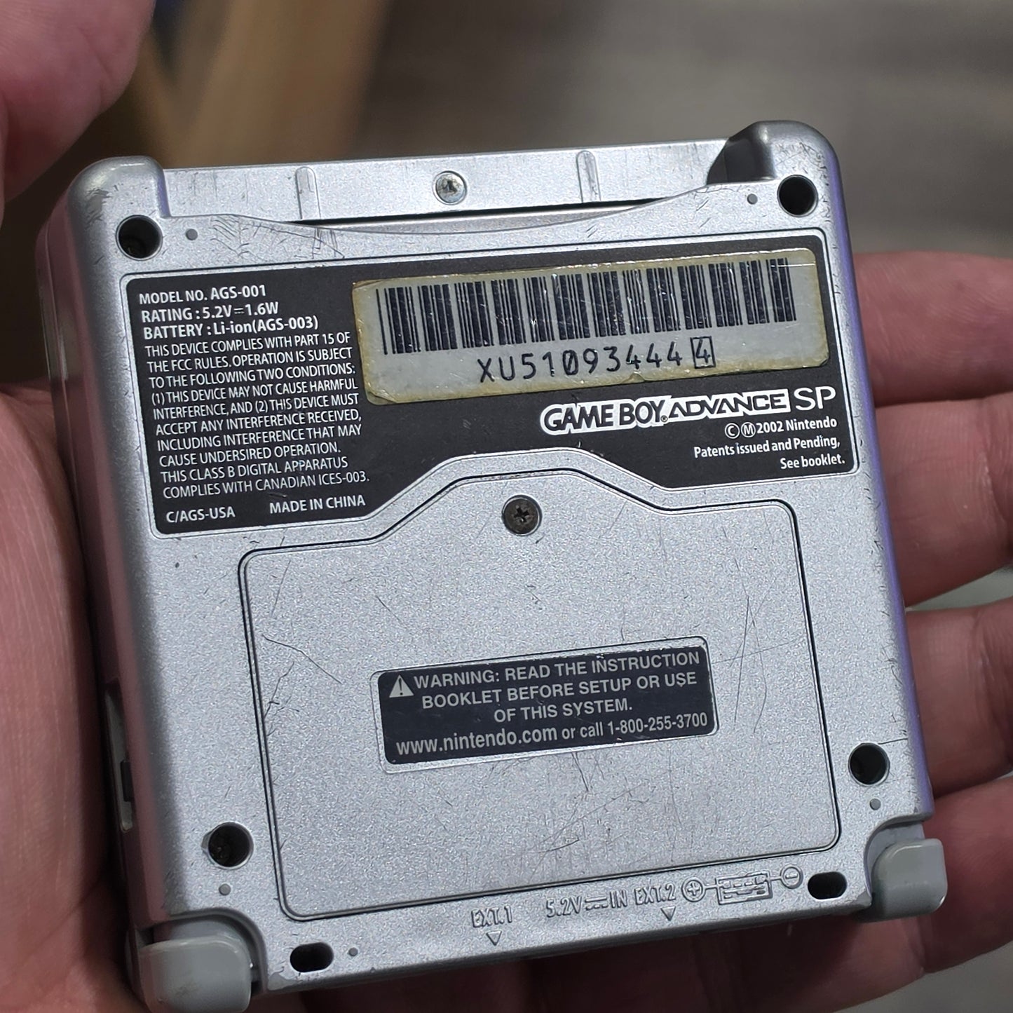 Silver Gameboy Advance SP AGS 001 with Charger