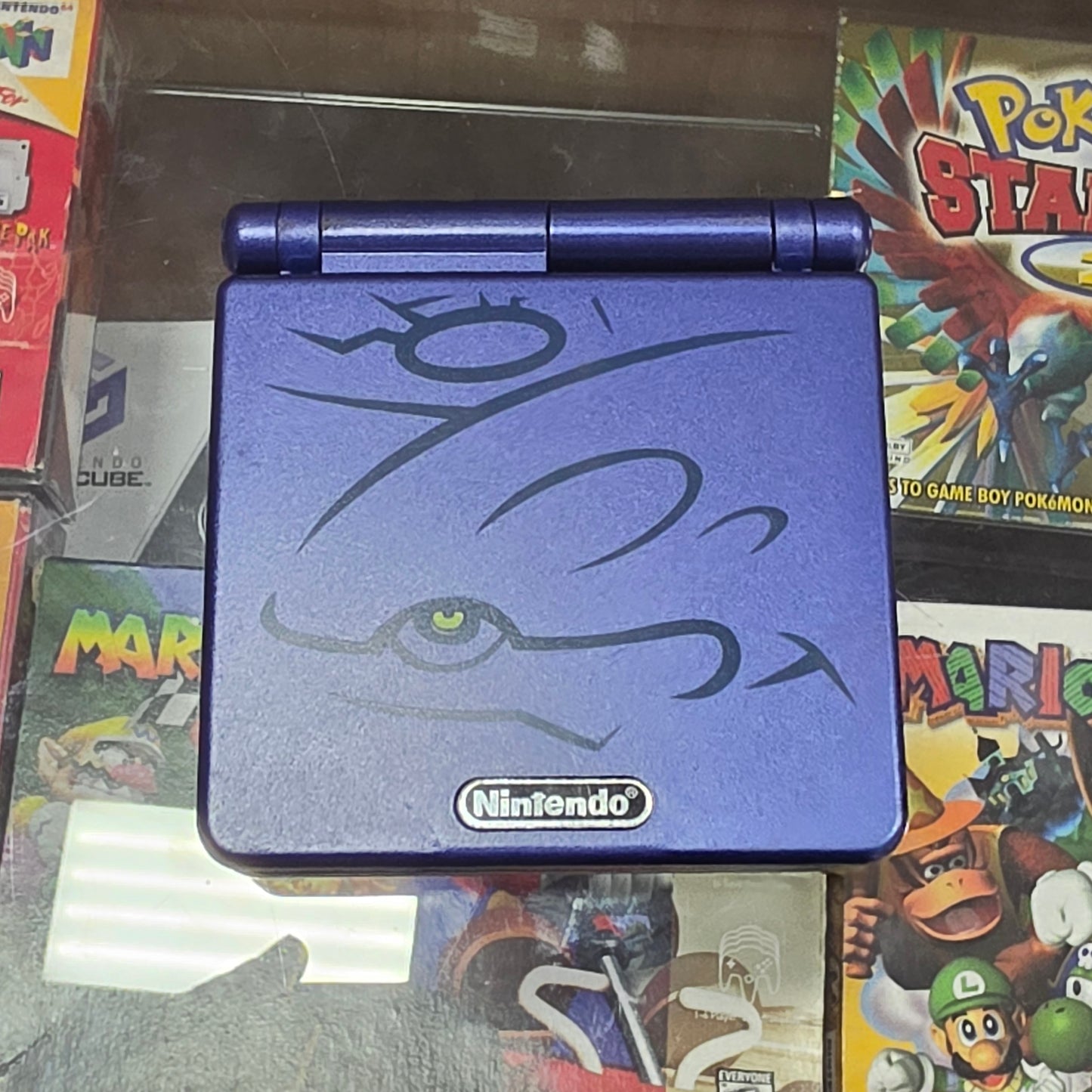 Custom Nintendo Gameboy Advance SP Handheld System with Brighter Screen (Kyogre) (RESHELL) with Charger