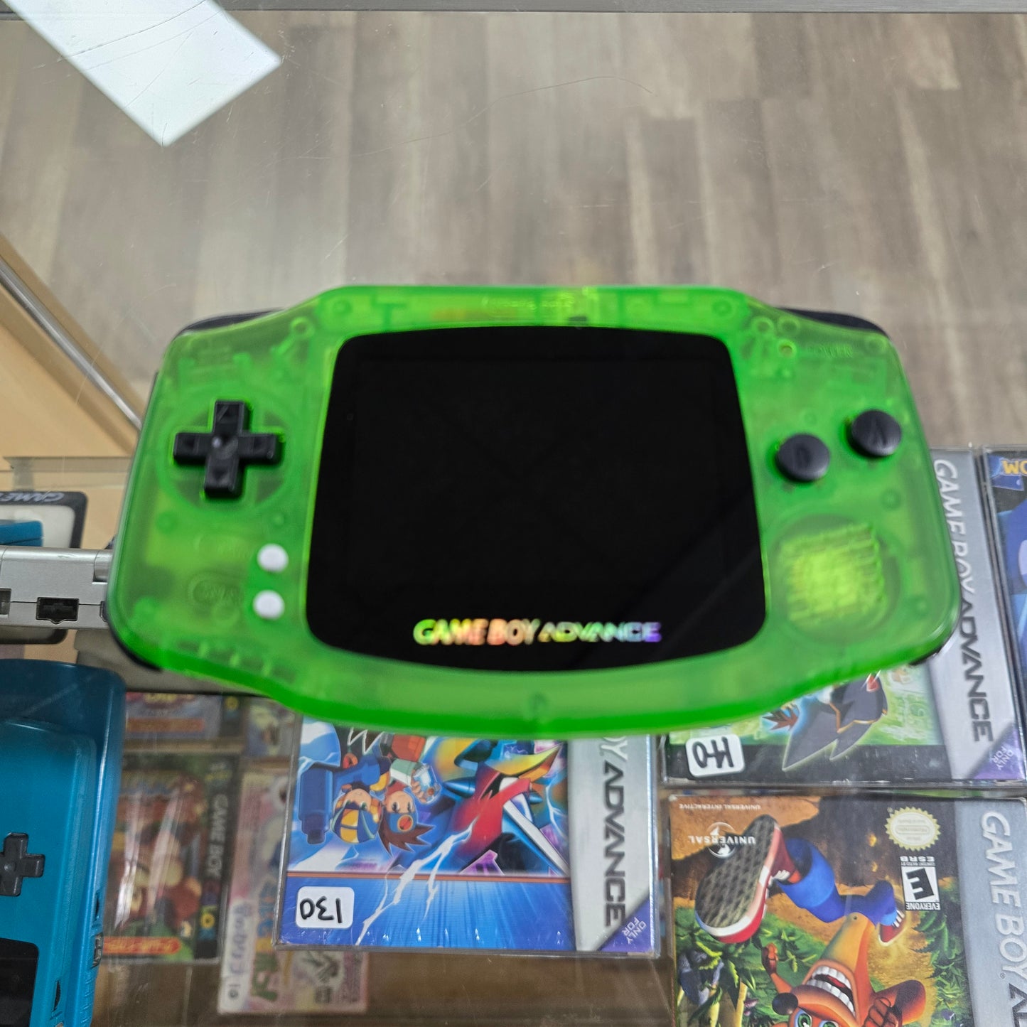 Green Transparent Nintendo Gameboy Advance with Custom Brigther Screen and Shell