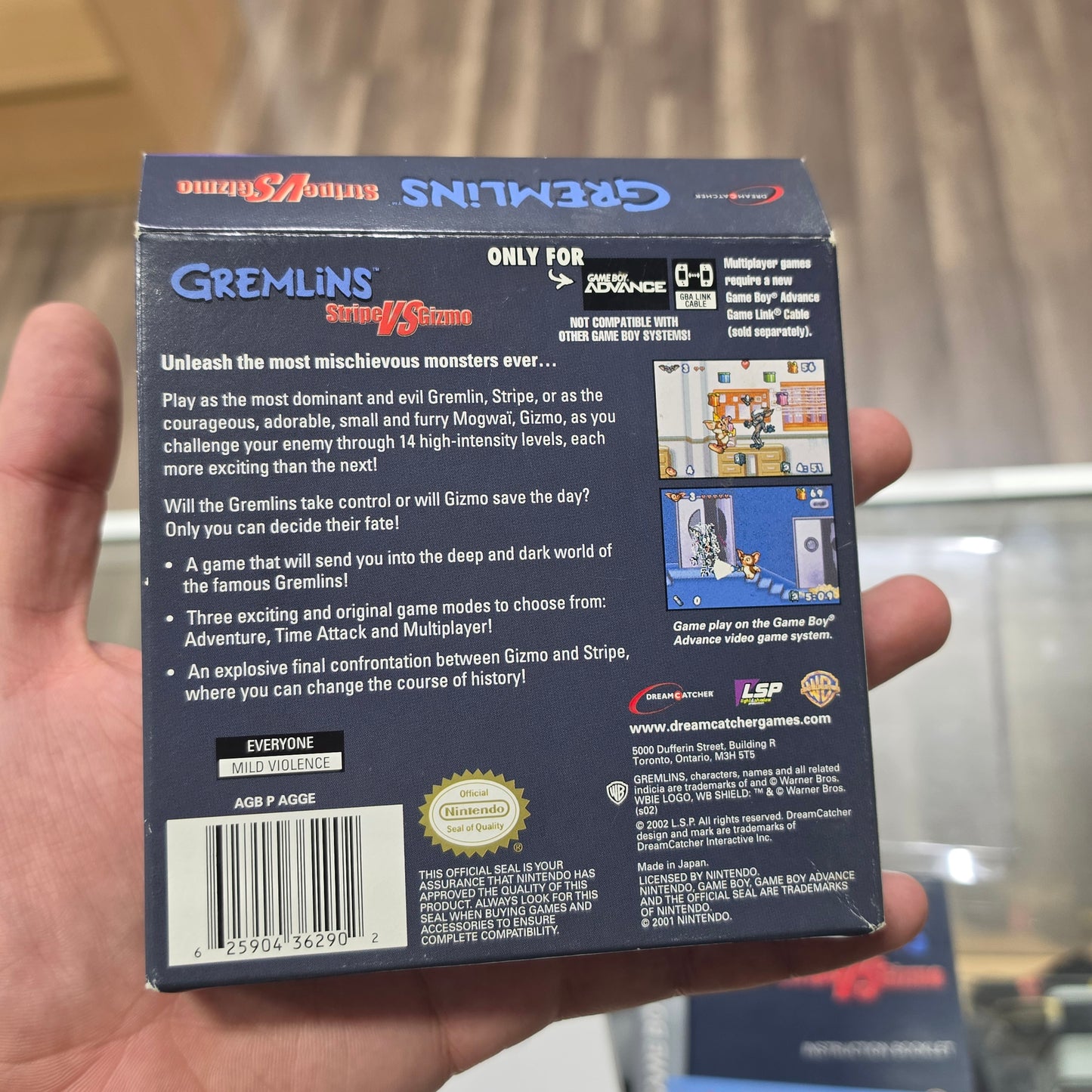 Gremlins Stripe vs Gizmo CIB Nintendo Gameboy Advance