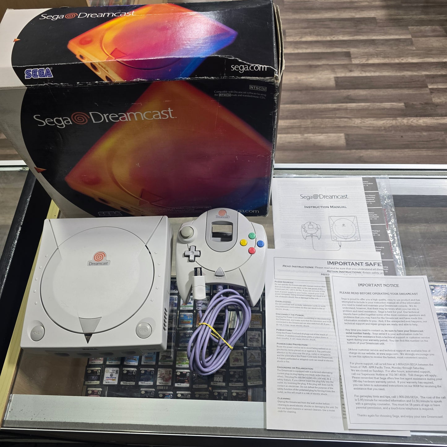 Sega Dreamcast Console with Box and Inserts + All Wires