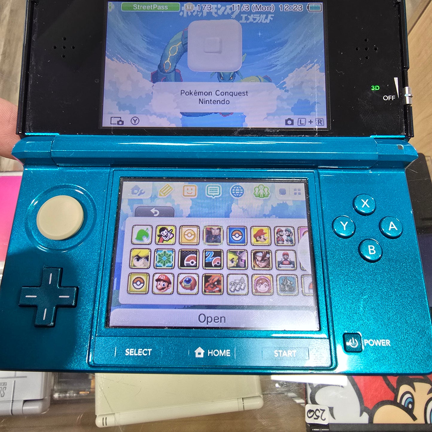 Nintendo 3DS Aqua Blue Nintendo 3DS [Charger included] [Pre-Installed Games]