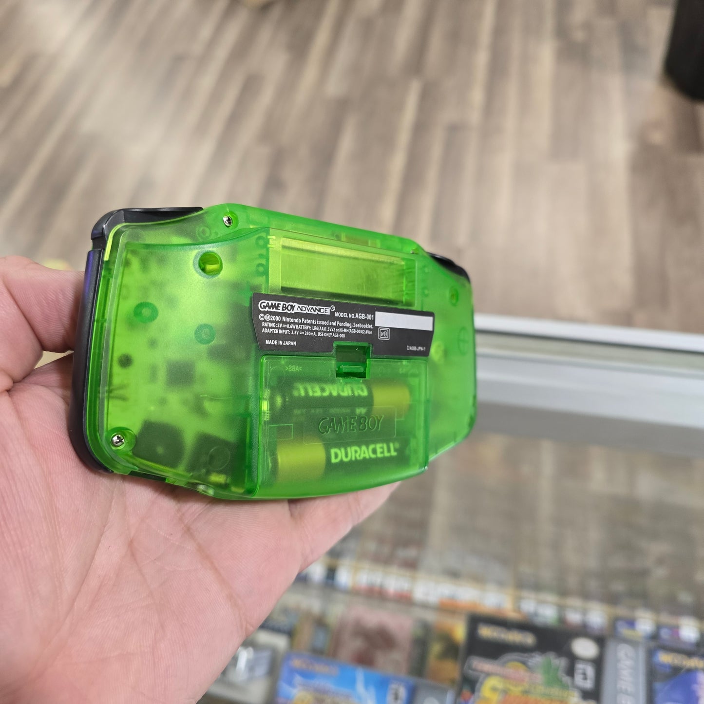 Green Transparent Nintendo Gameboy Advance with Custom Brigther Screen and Shell