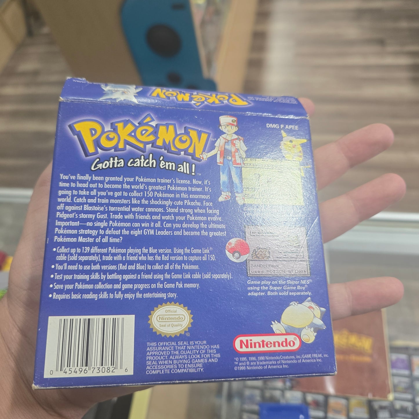 Pokémon Blue with Box and Manual  Nintendo Gameboy (Saves) (Authentic) (1st Print) with Box Protector
