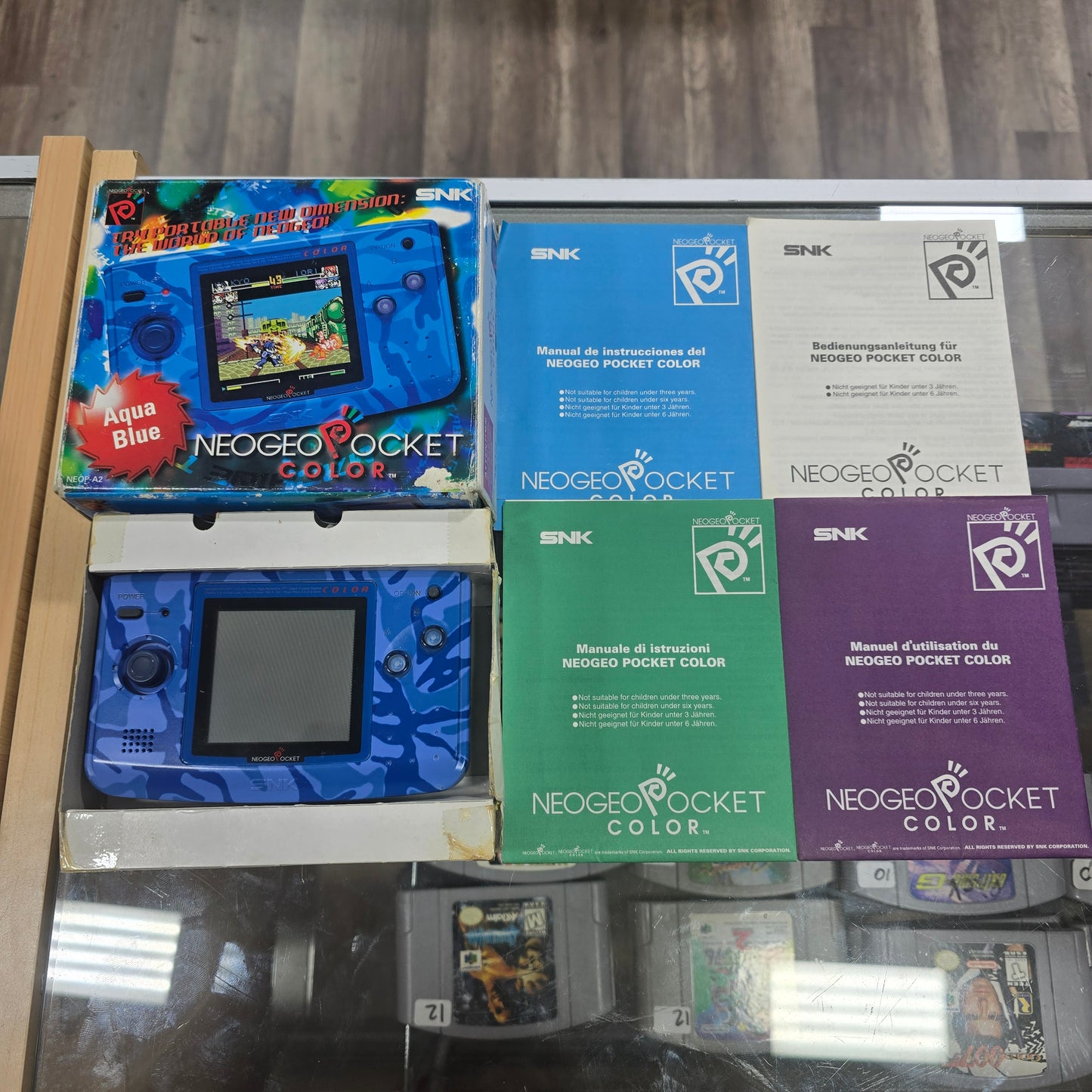 Neo Geo POCKET Color AQUA BLUE Handheld System with Box