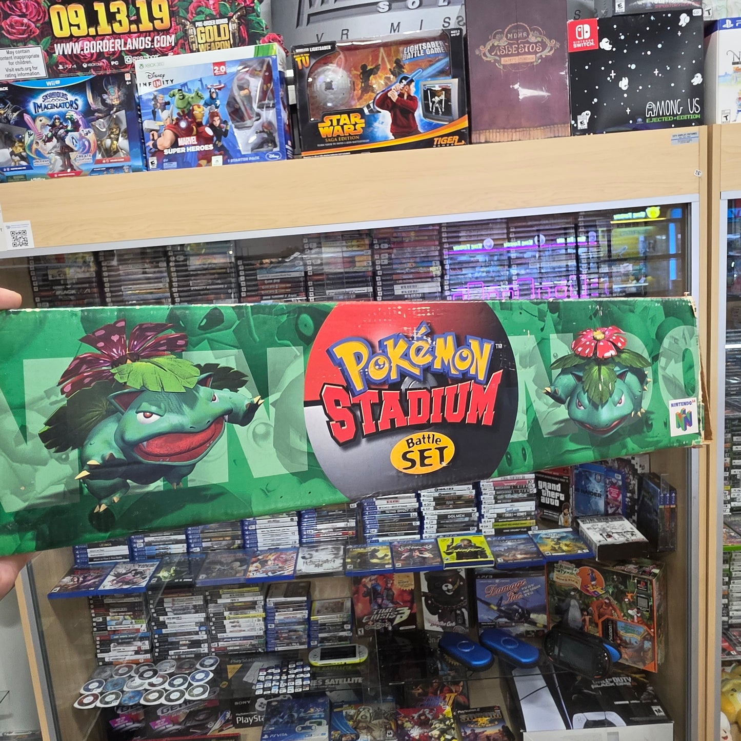 Nintendo 64 System [Pokemon Stadium Battle Set] With Graded Pokémon Card (Porygon PSA 8)